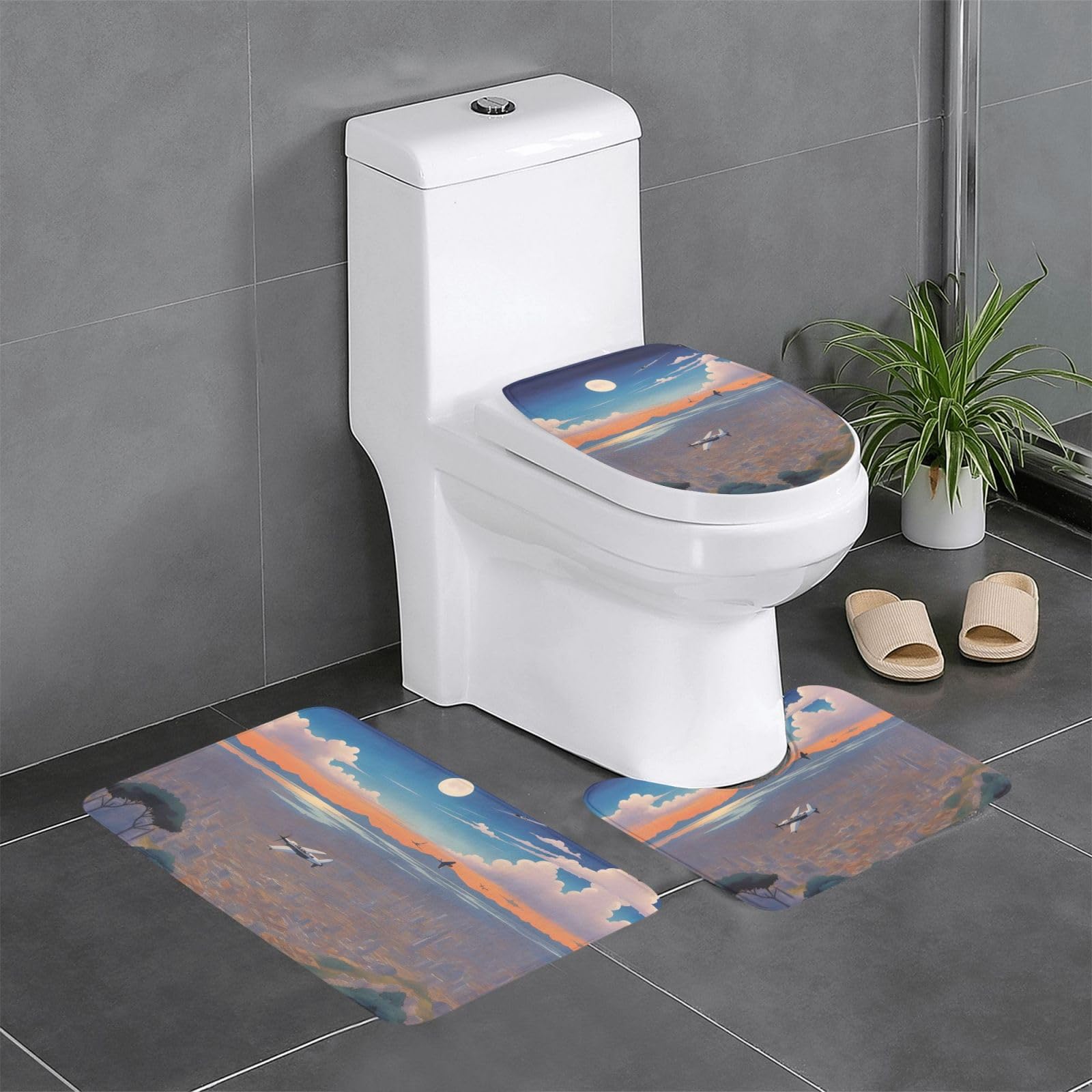 Tapis de salle de bain antidérapants lot rectangulaire U O baignoire WC