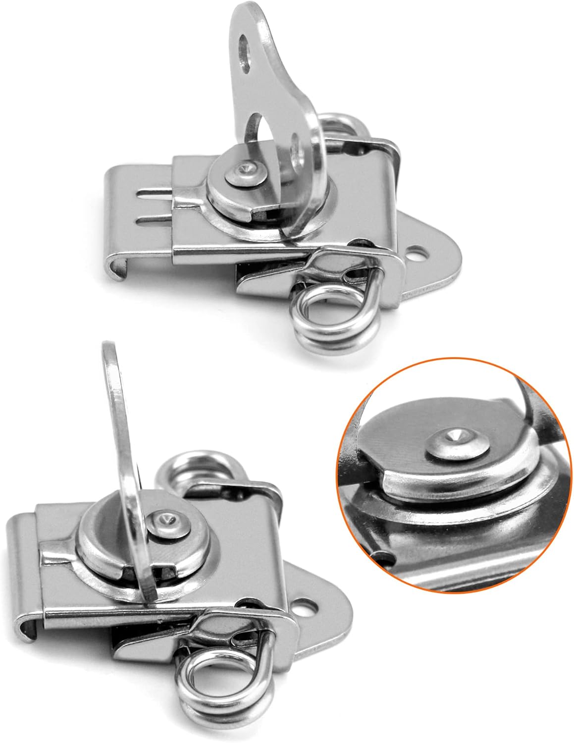 QWORK Stainless Steel Twist Latch, 8 Pack 2" x 1-1/2" Latches with Keeper and Spring Butterfly Draw Latch for Case Box