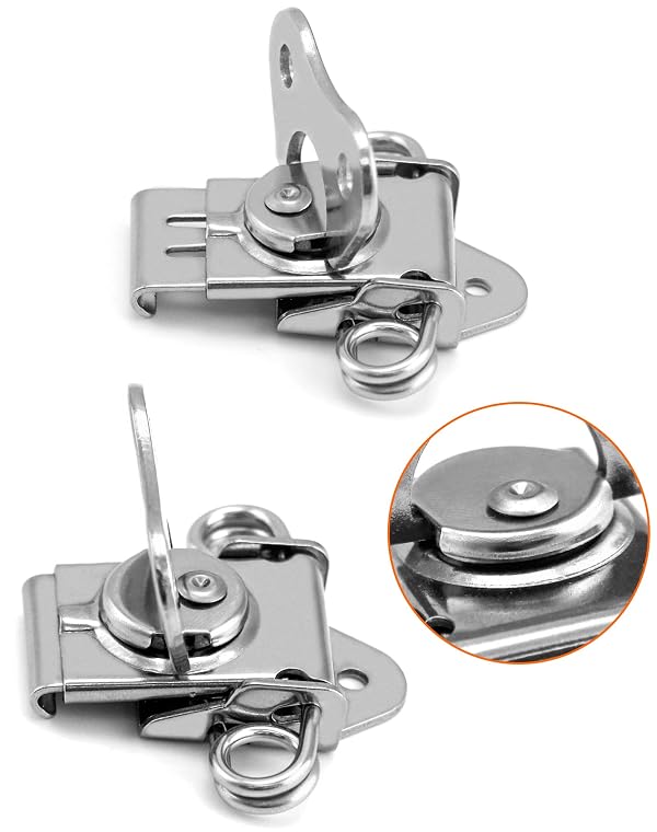 QWORK 8 Pack 2" x 1-1/2" Stainless Steel Twist Latch with Keeper and Spring Butterfly Draw Latch for Case Box by QWORK - Used condition - Image 7