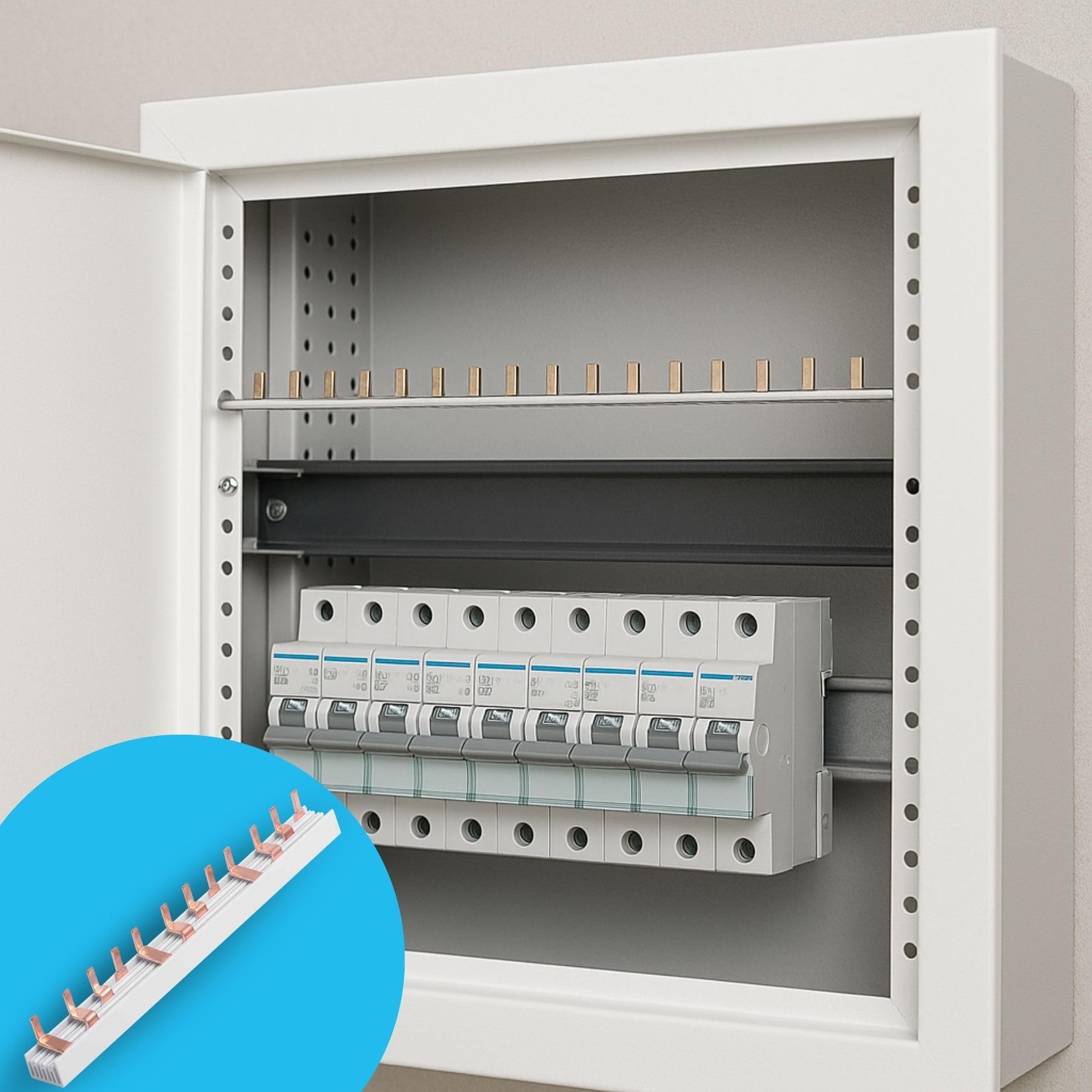 Peigne d'alimentation pour connexion tableau électrique, 4P 56 PIN Modules 1016 mm, barre collectrice pour interrupteurs magnéto-thermiques et différentiels, BusBar modulaire 63A
