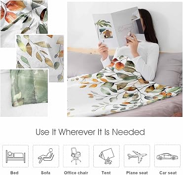 Thanksgiving Autumn Pumpkins Throw Blanket Flannel Fleece Throws, Abstract Fall Leaves Lightweight Super Soft Warm Blankets for Couch Sofa Bed All Season Use,30x40 in