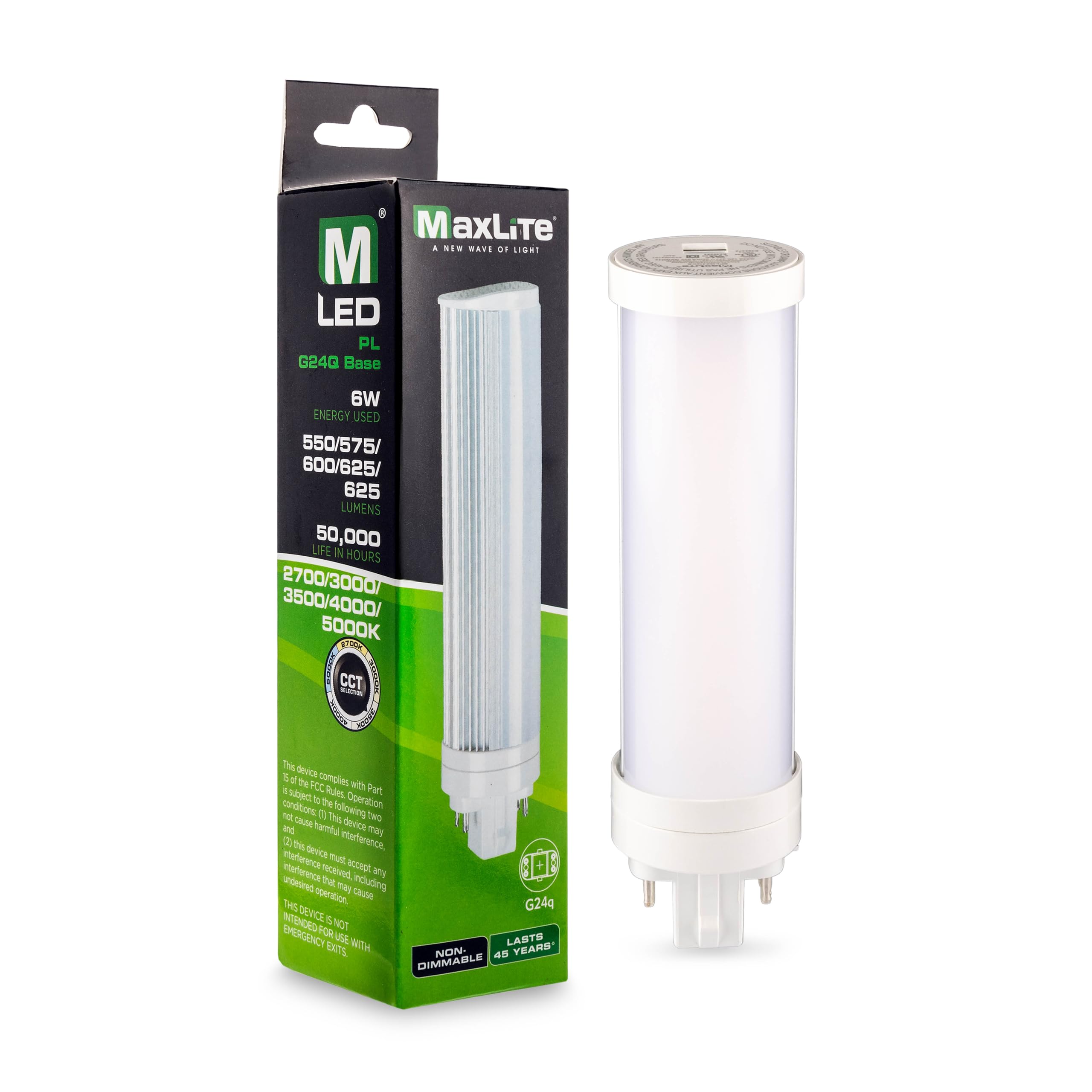 Maxlite 6PLG24QCS 6W LED Plug in Lamp, CCT Selectable, Non