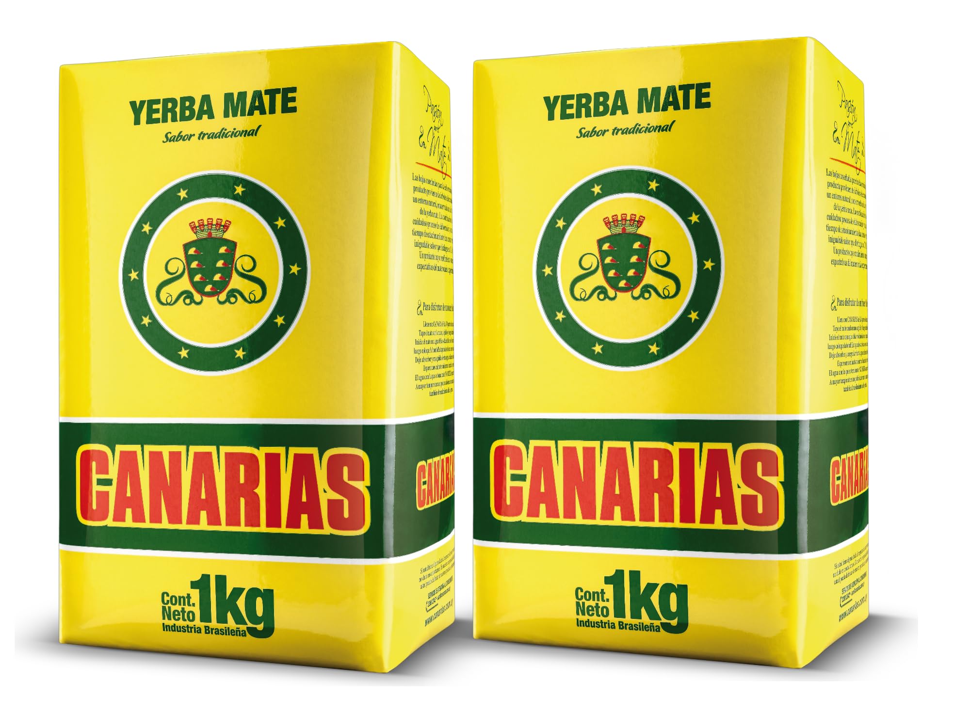 Yerba Mate Traditional 2.2 lb (Pack of 2) - Uruguayan Yerba Mate Tea - Ground Leaf Without Stems (Sin Palo) - Strong & Full-Bodied Flavor