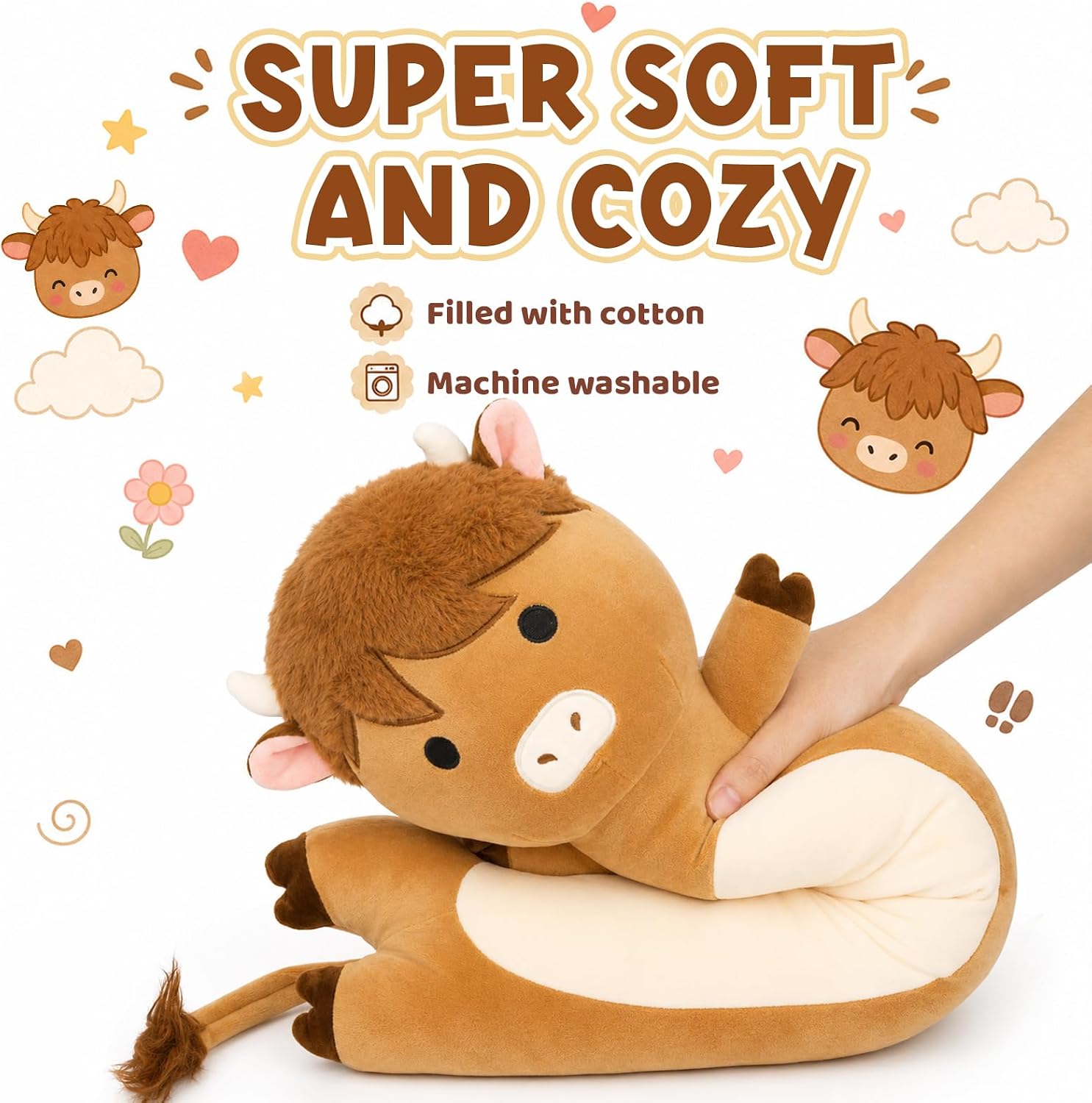 Highland Cow Plush - 29" Long Stuffed Animal Body Pillow for Kids image 5