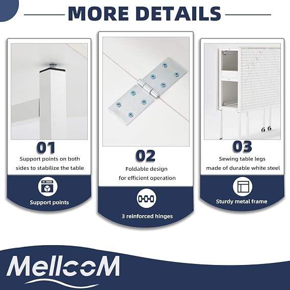 MELLCOM Foldable Sewing Cutting Table,with Measuring Grid for Large Fabric