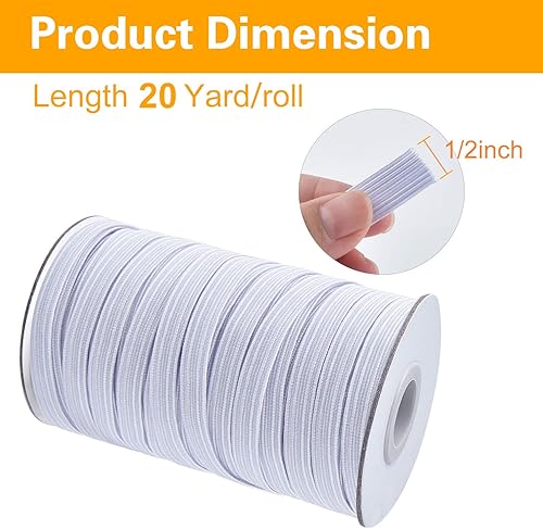 Miniatura 10 de Coopay 80 yardas de longitud de 14 pulgadas de ancho, bandas elásticas de cuerda elástica, de punto elástico pesado para costura, 2 rollos, 40