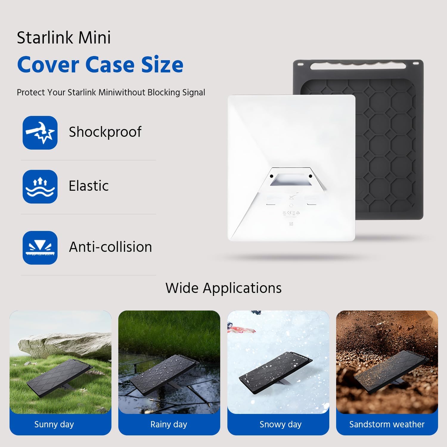 Starlink Protective Case-Shockproof Silicone Cover for Standard Satellite Dish, Anti Hail/UV Resistant, Impact Protection for Roof & RV, Durable Protector for Starlink Standard (Black, Starlink Mini)