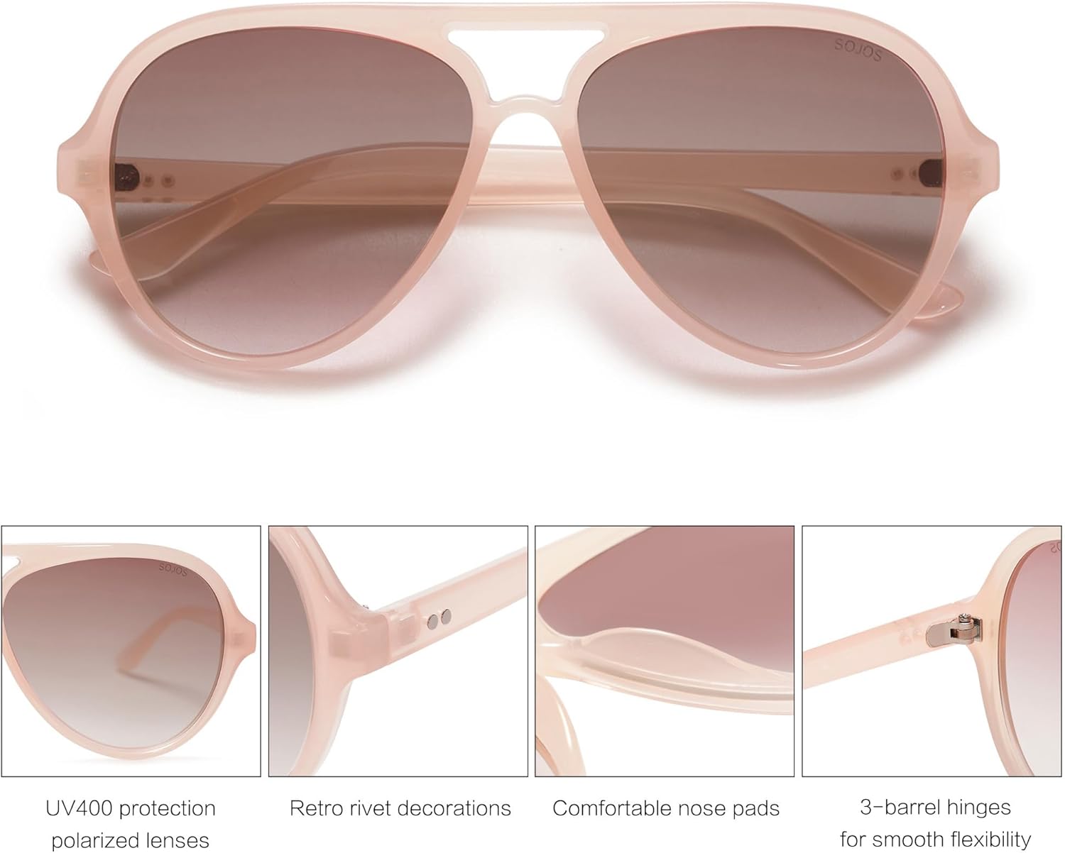 SOJOS Classic Polarized Aviator Sunglasses for Women Men, Retro Trendy Aviators Shades SJ2201 - Image 4