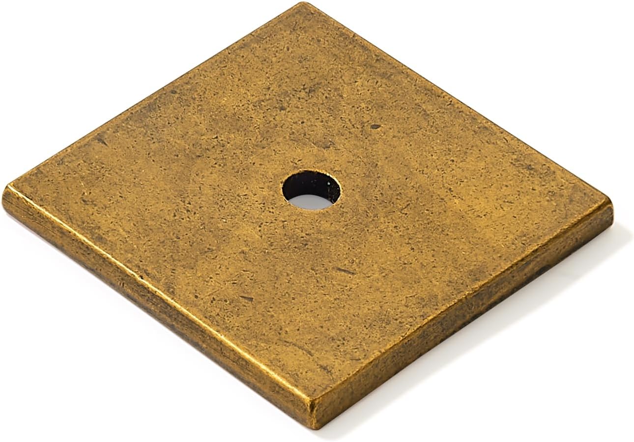 khtumeware 10-Pack 1-1/2 Inch Square Backplate for Knobs in Antique Brass Cabinet Hardware Knob Backplate/Back Plate