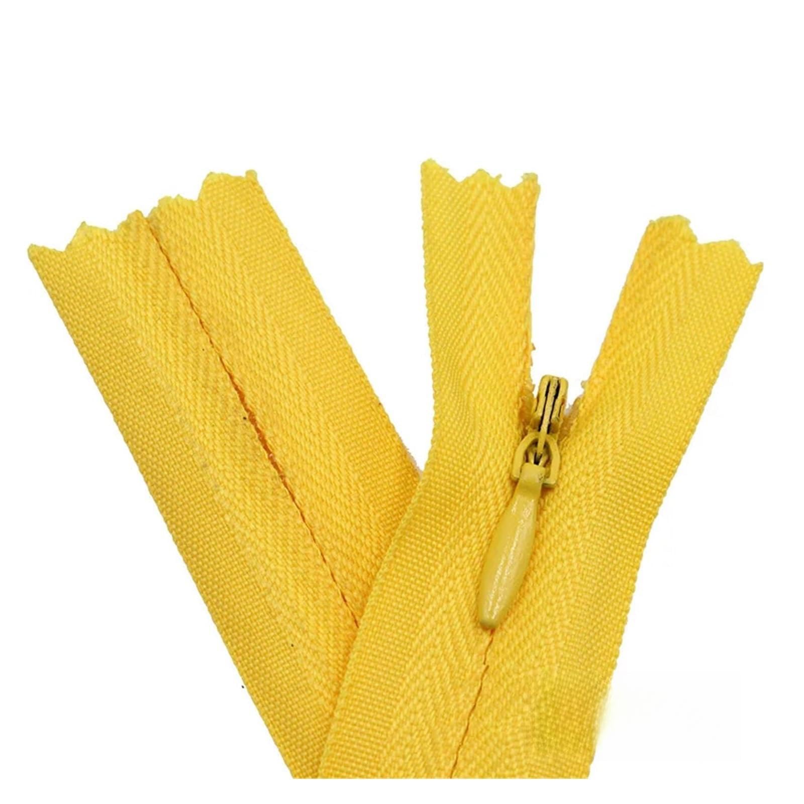 Zippers Sewing, Invisible Nylon Coil Zippers Pack of 20 Multicolor 28-60cm(Yellow,28CM)