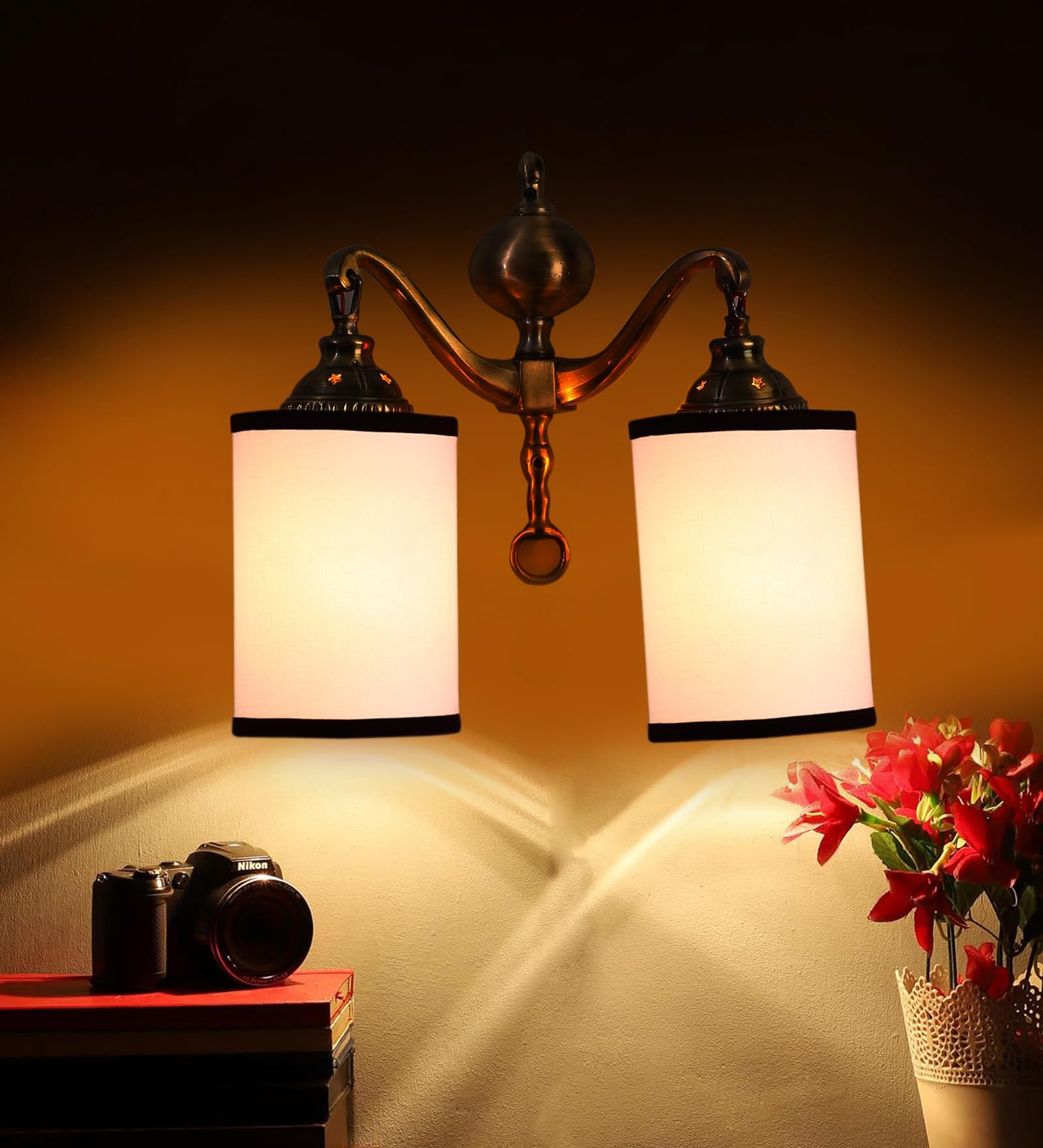 Devansh Dual Golden Antique Black & White Shade wall décor wall Hanging Light Vintage wall Lamps Decorative lamp Traditional wall lamp 1