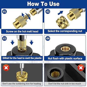390PCS Soldering Iron Heat Set Insert Tool,90W Digital Soldering Iron with 380 PCS Threaded Inserts Nut,6PCS Heat Set Insert Tips,2PCS Soldering Tip Connecting Rods (390PCS)