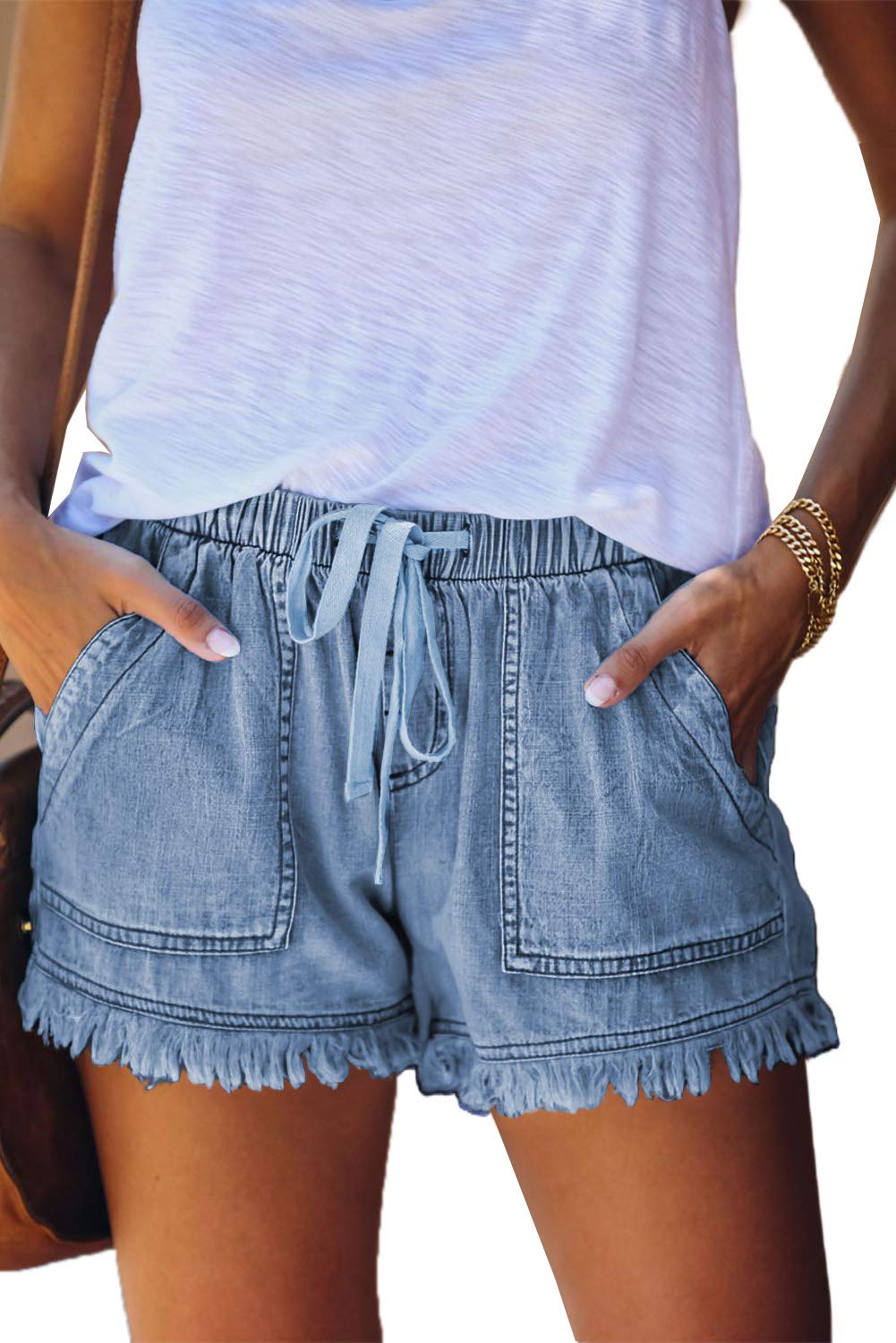 HVEPUO Mujer Pantalones Cortos Vaquero Moda 2021 Casual Verano Algodon Shorts