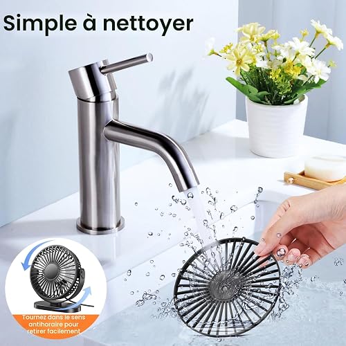 Ventilateur de Bureau, Petit Ventilateur USB Silencieux 3 Vitesses Réglable Alimenté par USB, Ventilateur Bureau Inclinaison Réglable à 360 ° pour La Chambre, Bureau, Domair, Cuisine - 4