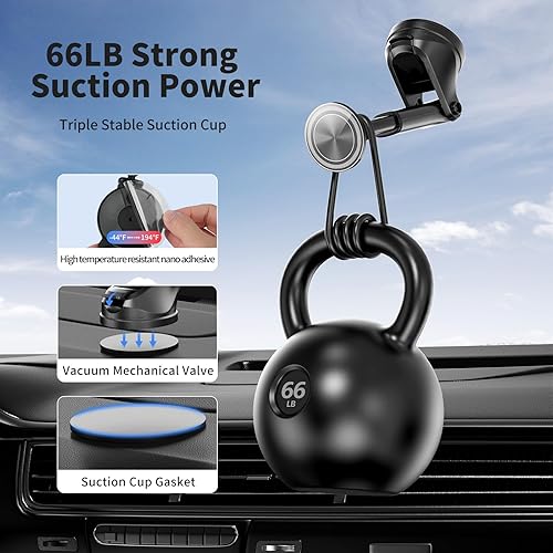 Miniatura 4 de Soporte Magsafe 3 en 1 de rotación 360 para teléfono de automóvil, soporte para salpicadero, parabrisas y ventilación con imanes fuertes, soporte