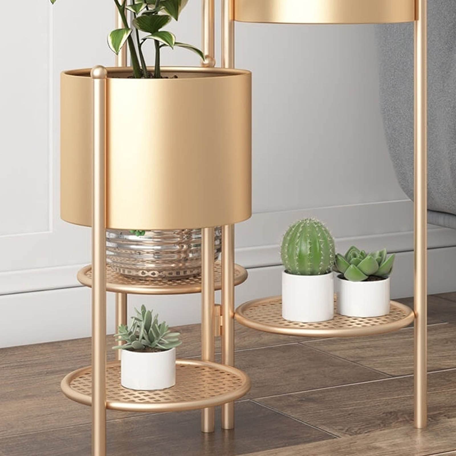 Blumenregal Nordic Wohnzimmer Schmiedeeiserne Bltenstnder Boden-stehendes  faltbare grne Rack Dreischichtige integrierte integrierte Pflanzenstnder  ...