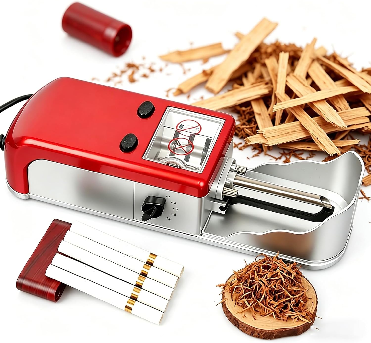 Small Handmade Cigarette Rolling Machine, Fully Automatic Electric Cigarette Rolling Machine with 5.5/6.5/8.0MM, 5 Levels of Tightness Adjustment, for Father, Husband