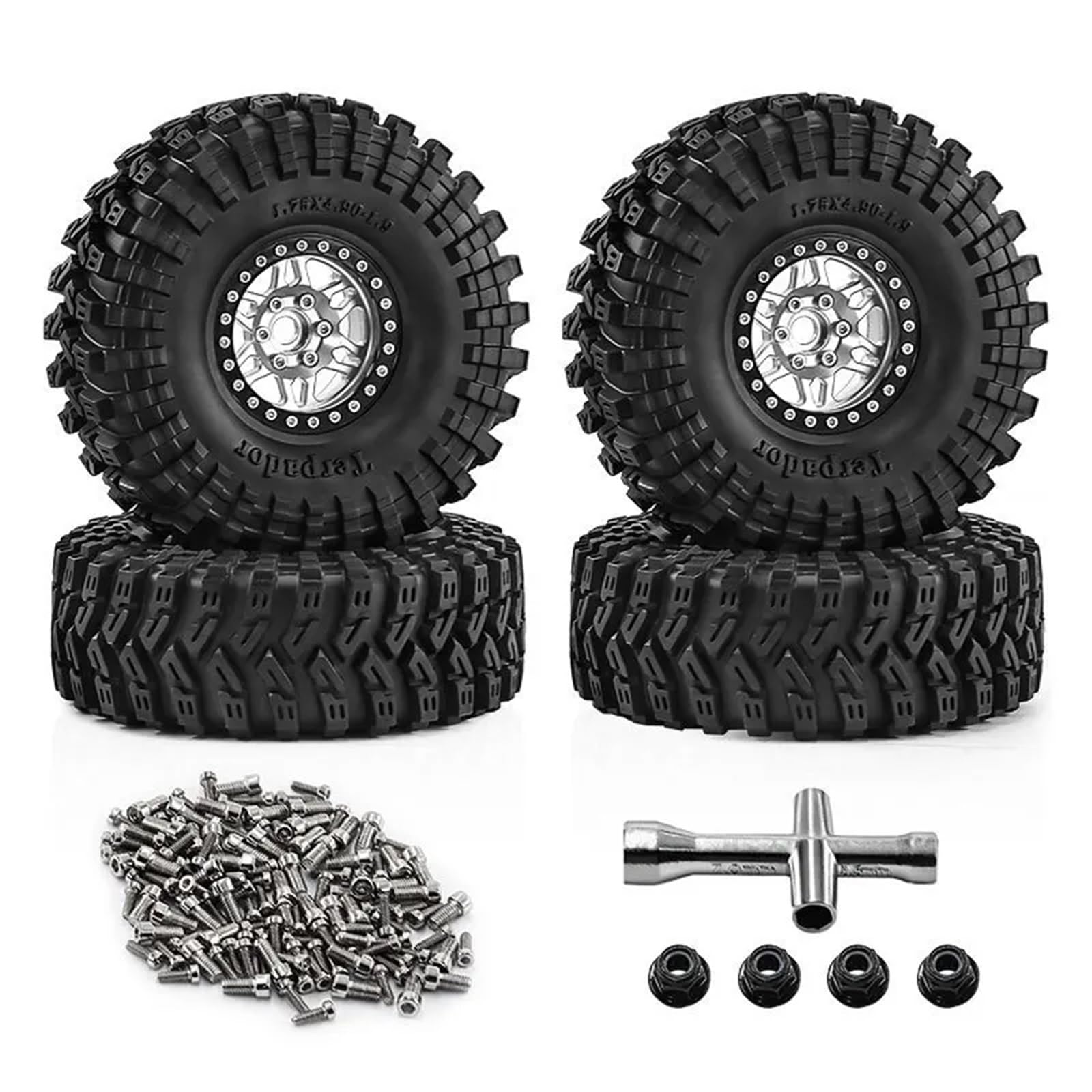 Per Traxxas Per TRX4 D90 Per Axial Per SCX10 Pro Per Capra Per Redcat Per MST 1/10 125mm 1.9 Beadlock Wheel Rim Set Di Pneumatici RC Auto Ricambi Modellini RC