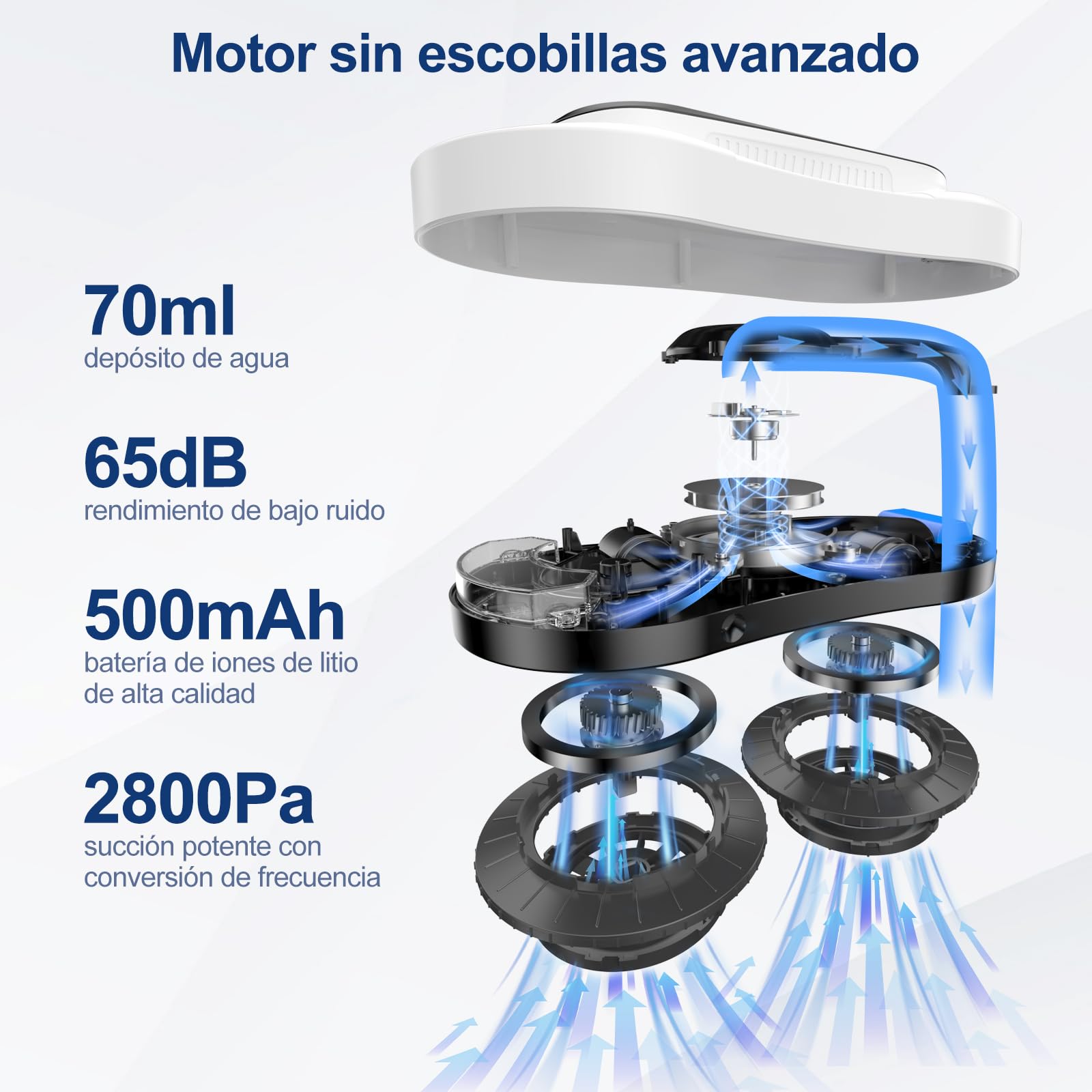 Robot Limpiacristales Inteligente, Limpiador Eléctrico de Ventanas con Doble Rociado de Agua, Control Remoto y por Aplicación, para Ventanas Interiores y Exteriores, Incluye 12 Paños, Blanco