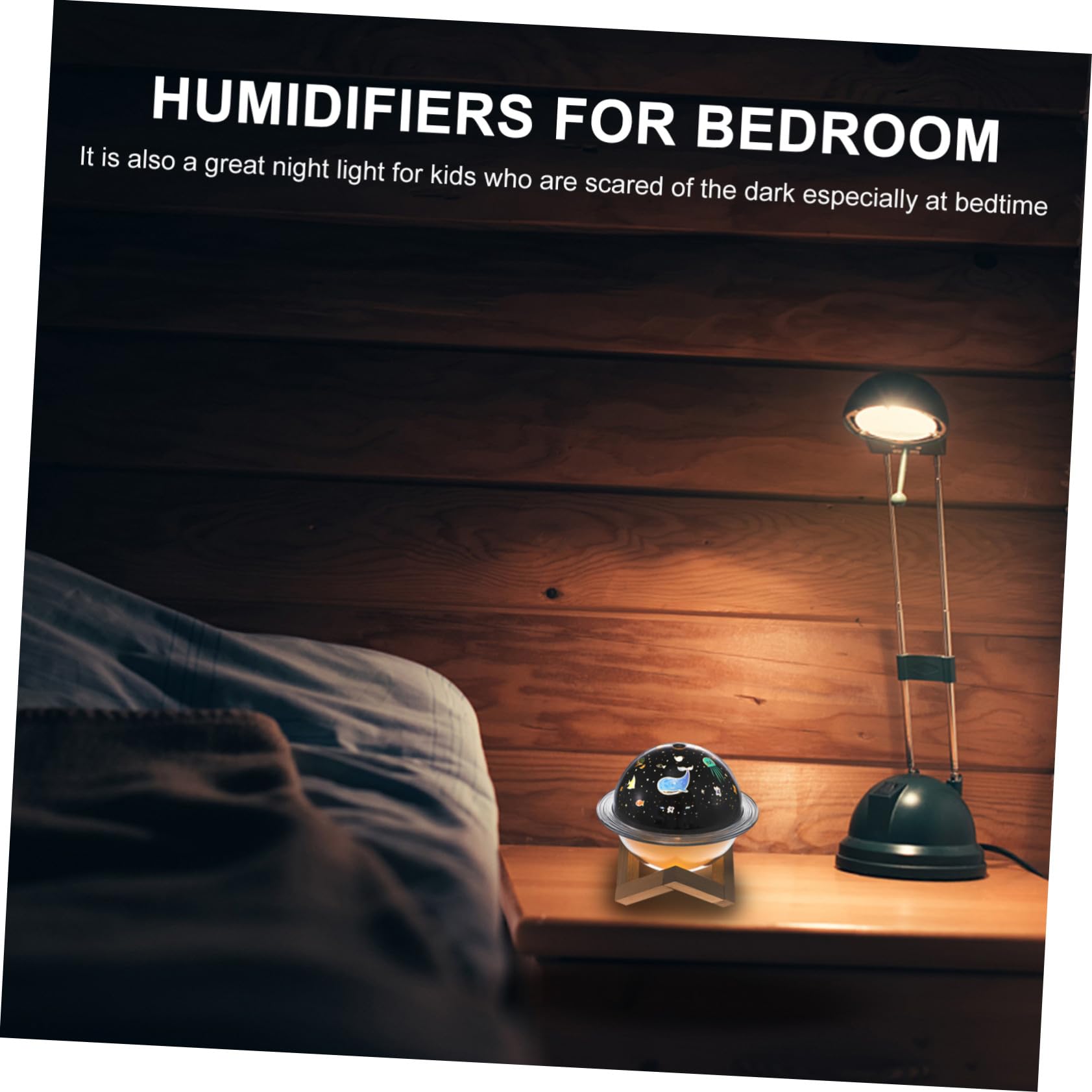WOONEKY Umidificatore LED Lampada Stella a 7 Colori, 250ml, Due Modalità Nebbia Leggera, Mini e Silenzioso per Casa e Notte