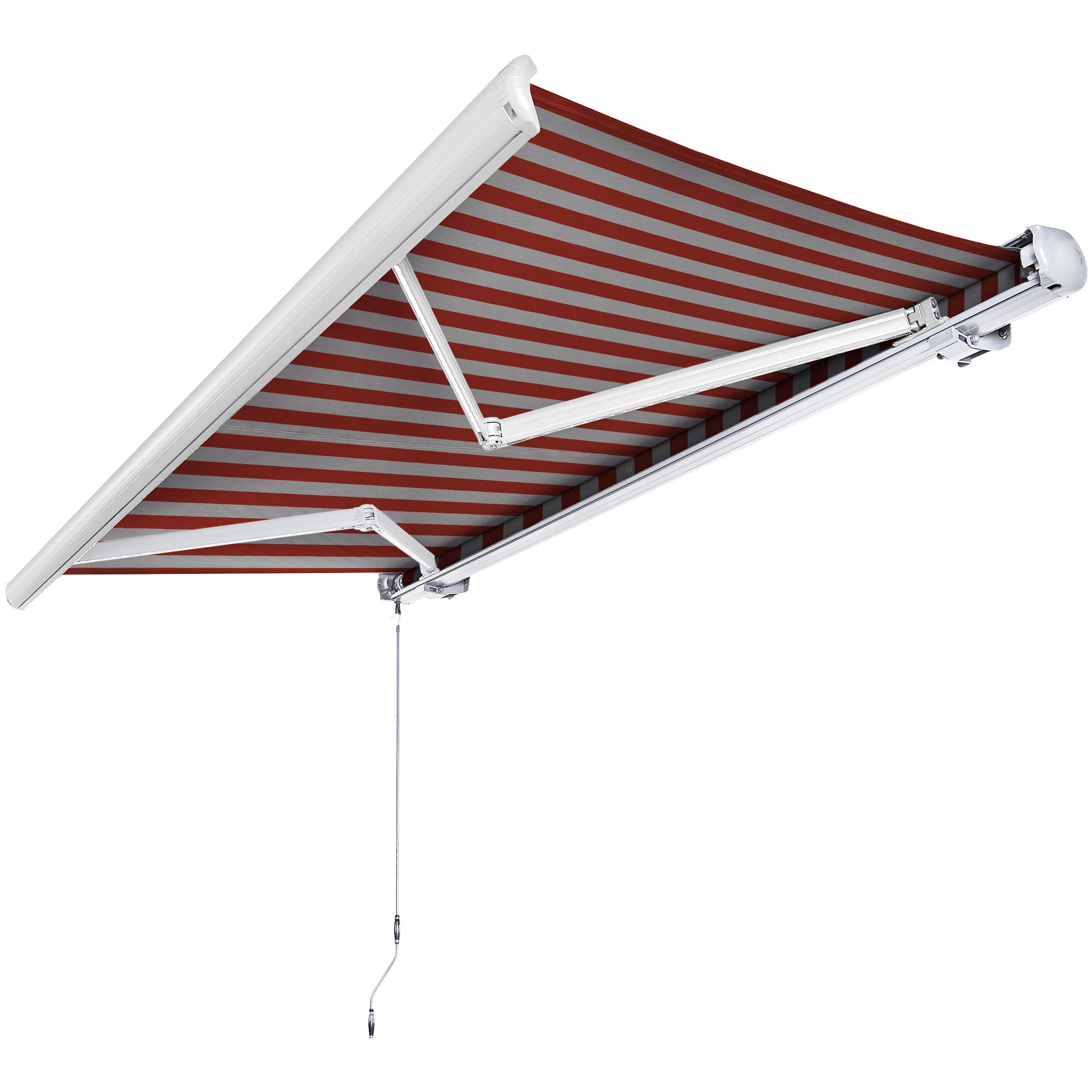 NEMAXX Kassettenmarkise elektrisch Vollkassettenmarkise mit LED, Markise beige-orange, Kassette weiß, Funk Fernbedienung, wasserdicht, 400x300 cm (4x3m)