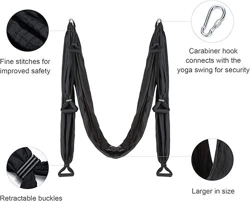 Miniatura 3 de ZELUS Aerial Yoga Swing Sling Strong Yoga Hammock Kit Set Trapeze Inversion Equipment Include 2 Extensions Straps and Ceiling Mounting Kit