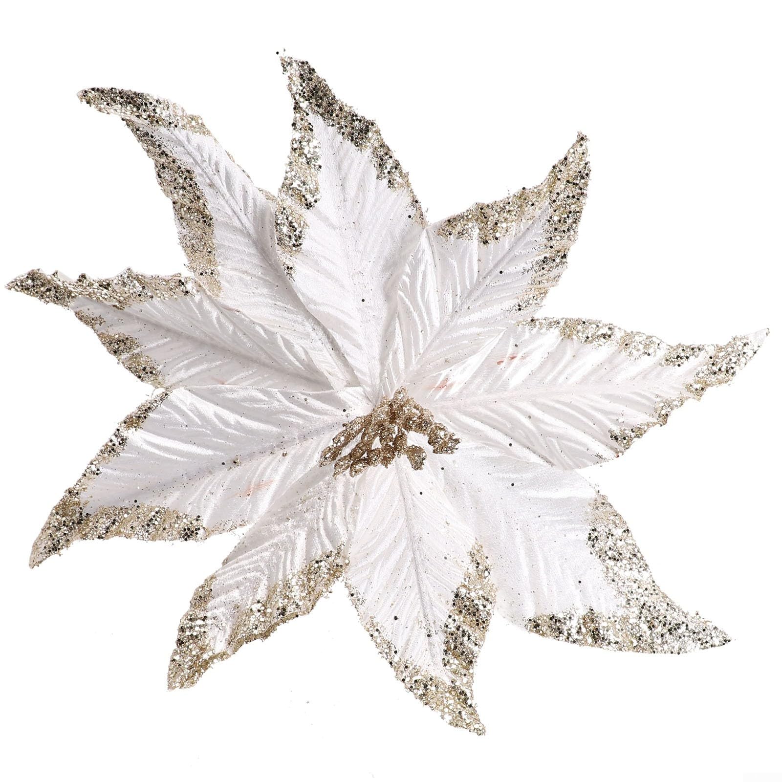 Amazon.de: Weihnachtsstern mit Glitzer-Blumen, knstlicher Weihnachtsstern,  25 cm groe Weihnachtssterne fr Weihnachtsbume (wei)