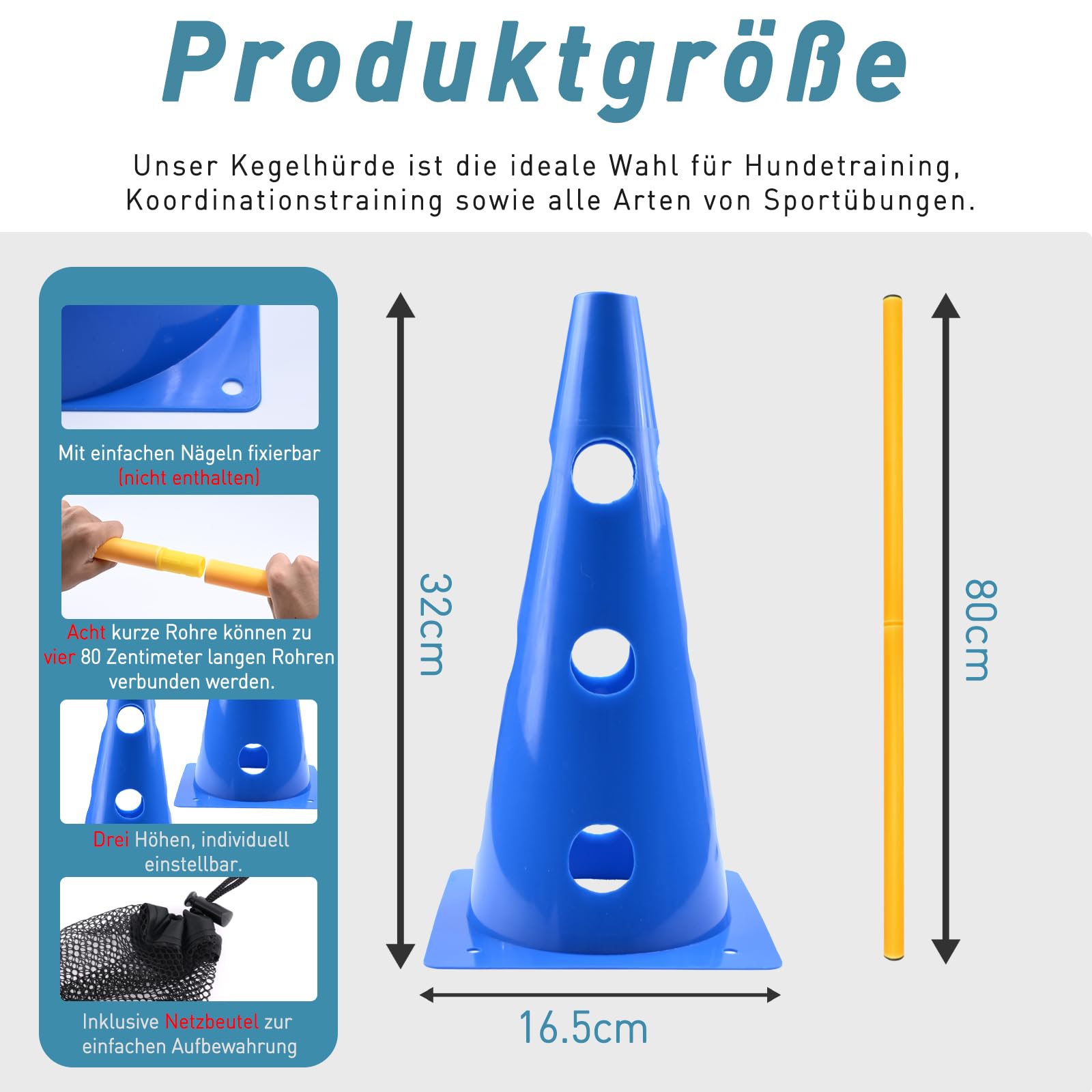 Juego de obstáculos para perros, 32 cm