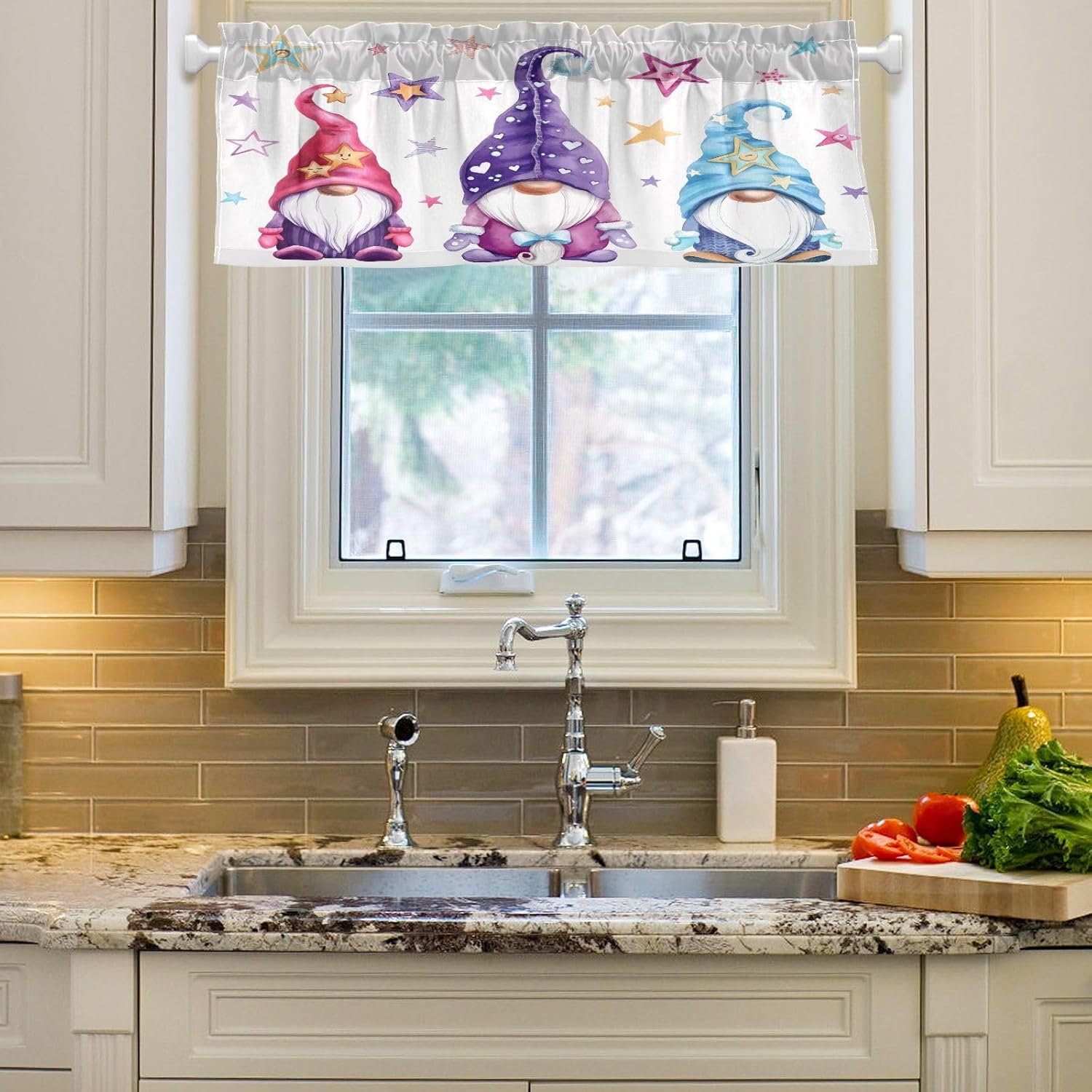 JSTEL Gnome Valances for Windows, Gnome Curtain Valances 54x18 inch Windows Valances
