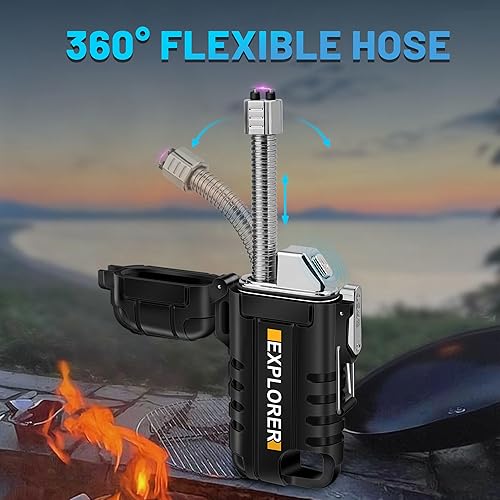 Miniatura 3 de Lafagiet Encendedor recargable USB C, cuello flexible de 360, a prueba de viento y agua, encendedores de arco eléctrico para velas, camping