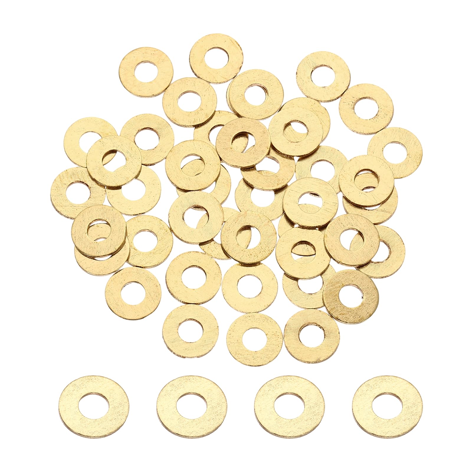 PATIKIL M4 Flat Washers, 110PCS 10mm OD 0.8mm Thick Brass Ring Thin Flat Spacers Metal Sealing Gasket Ring for Screw Bolt Faucets Hose