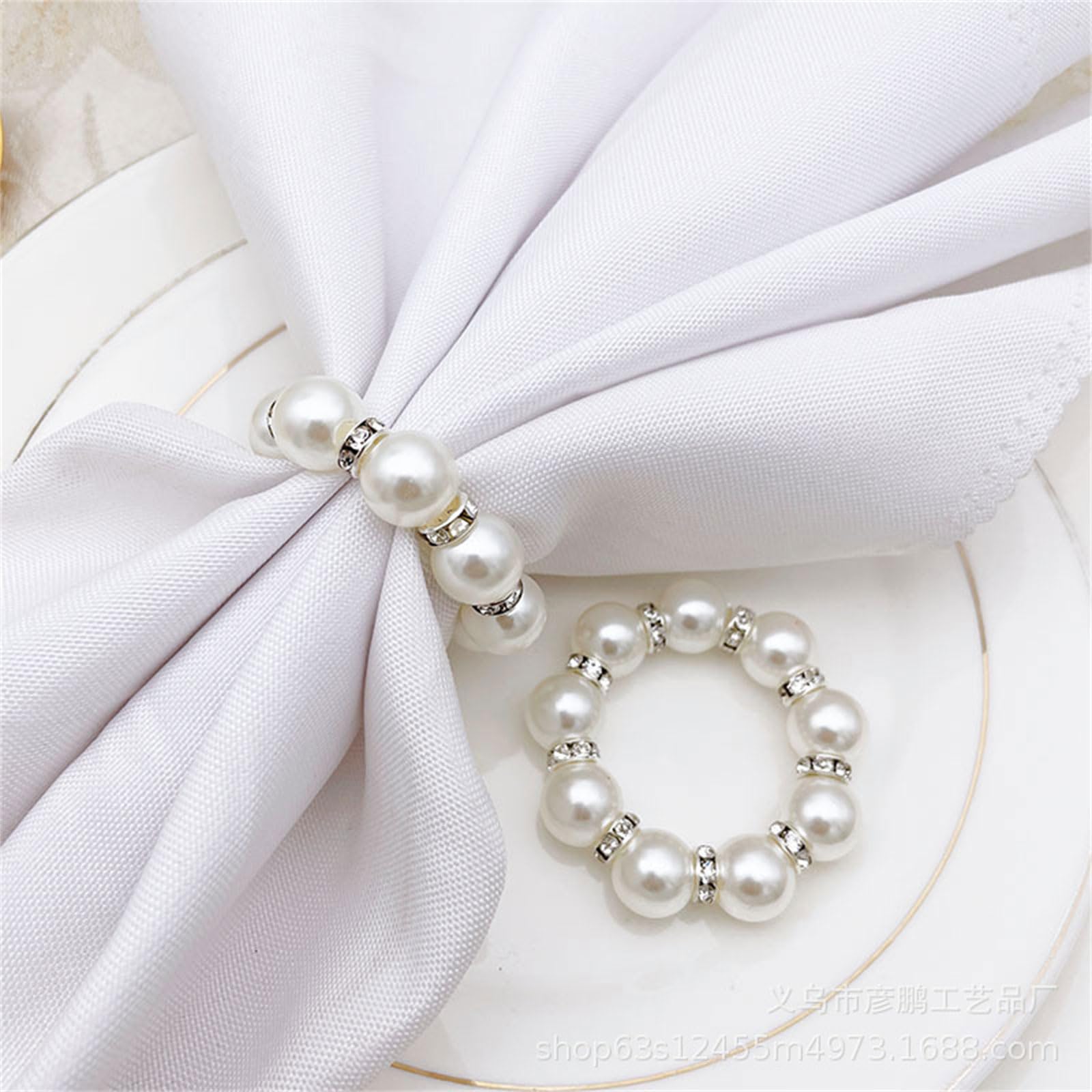 60 anelli per fazzoletti con perle, eleganti supporti natalizi, decorazioni da tavolo per feste e uso quotidiano