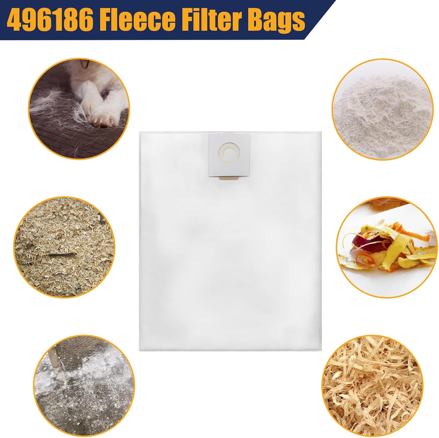 5 Pack 496186 Vacuum Bags for Festool CT 36 Dust Extractor, Replacement Filter Bags for Festool 496186 75038 75037 Shop Vacuum Dust Collection Bags