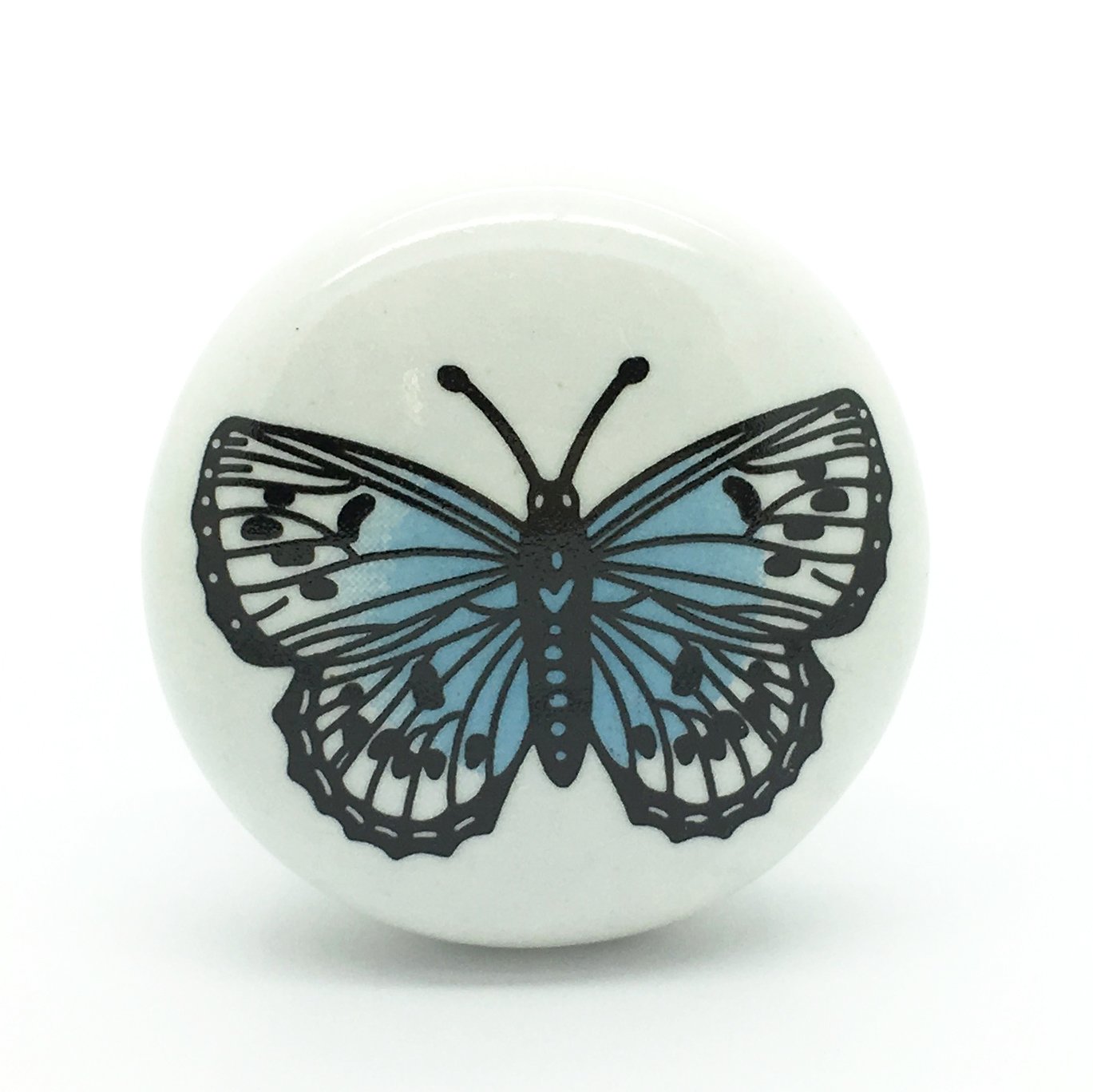 G Decor Blue Butterfly Ceramic Door Knobs Ceramic Door Knobs Vintage Shabby Chic Cupboard Drawer Pull Handles (Blue)