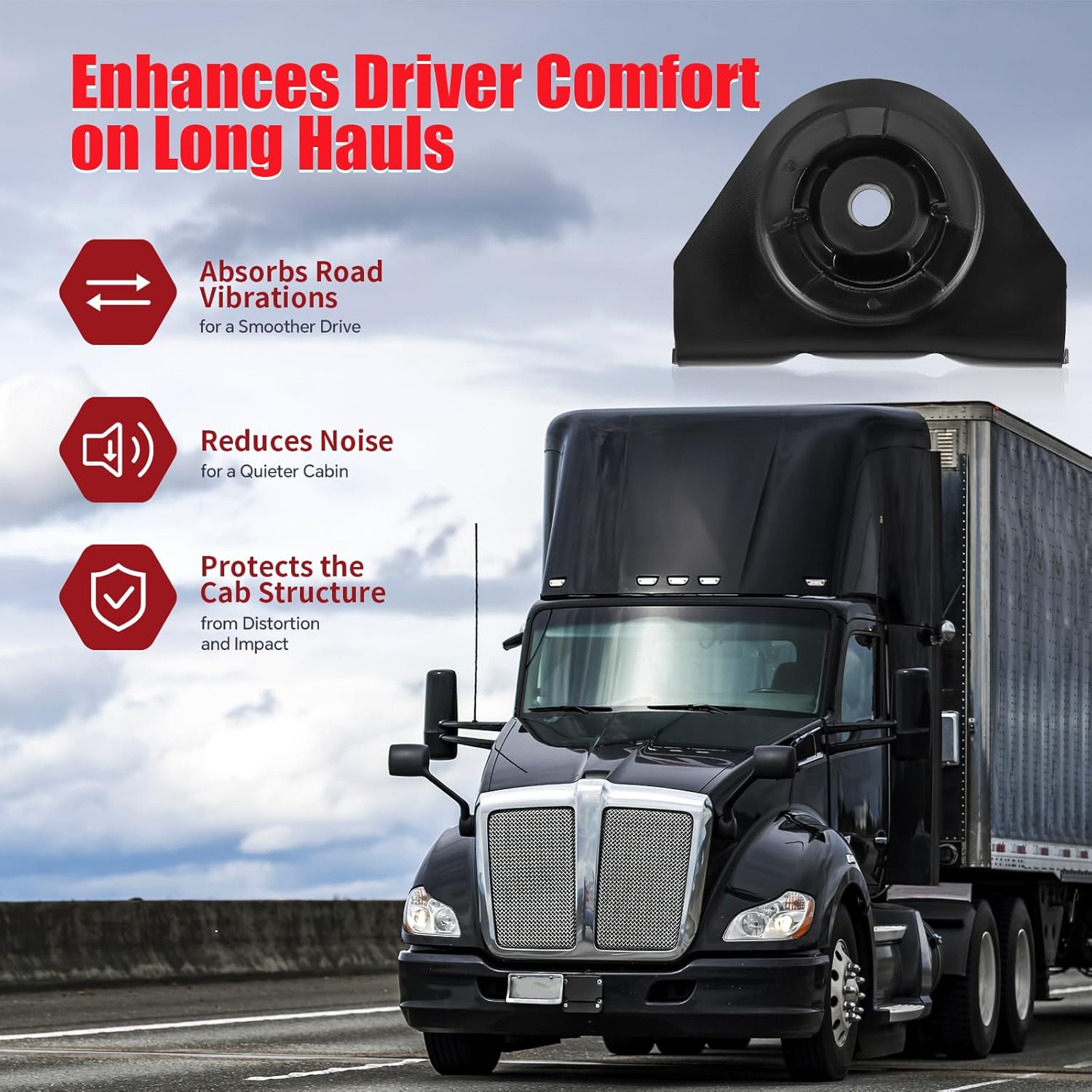 18-59922-000 Front Cab Isolator Mount Compatible with Freightliner Cascadia PX-125 Columbia CL-120 Coronado CORO-132 2008-2017, Cab Mount Replace 1859922000 M17431 M17431UB