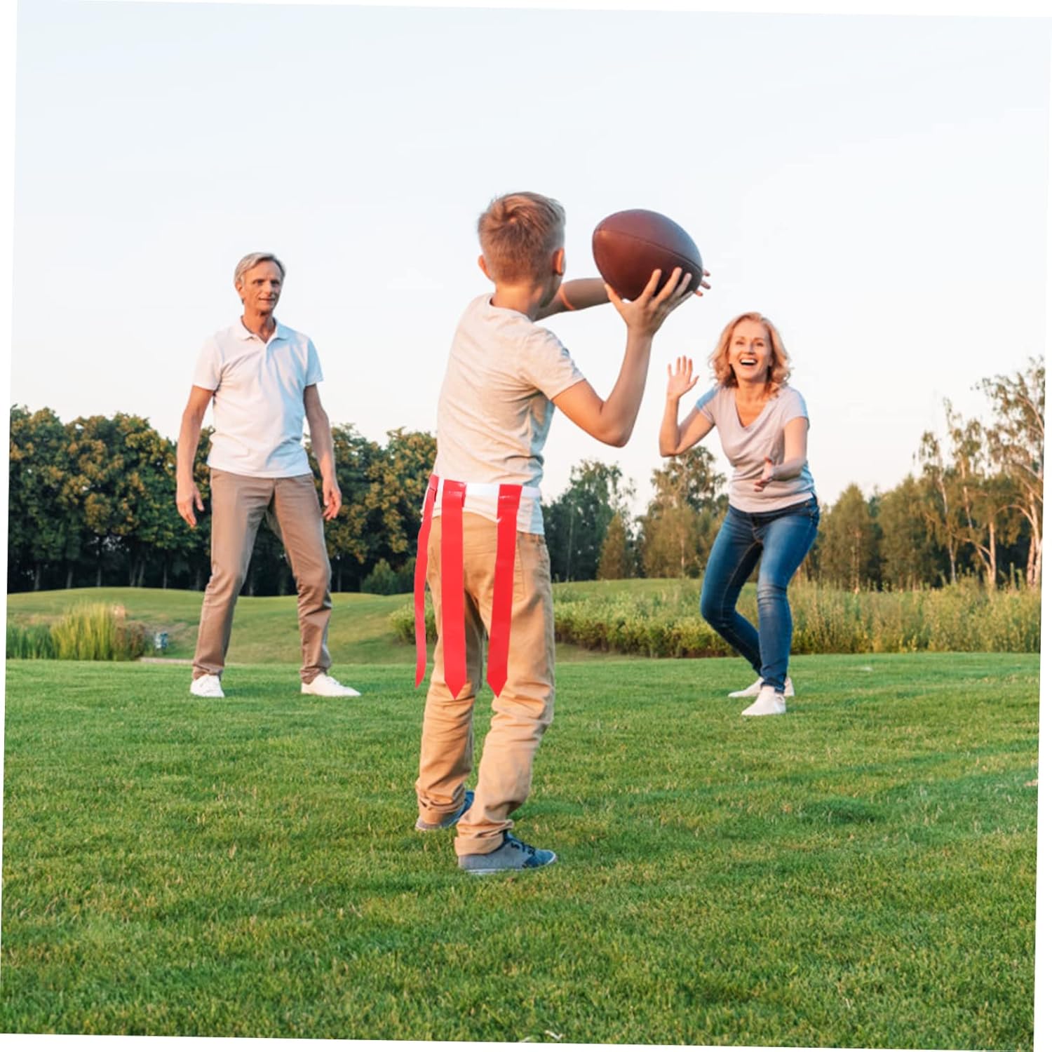 Mipcase 1Set Adjustable Football Waist Flag Belt with Reusable Flags Durable Football Supplies for Flag Football Games