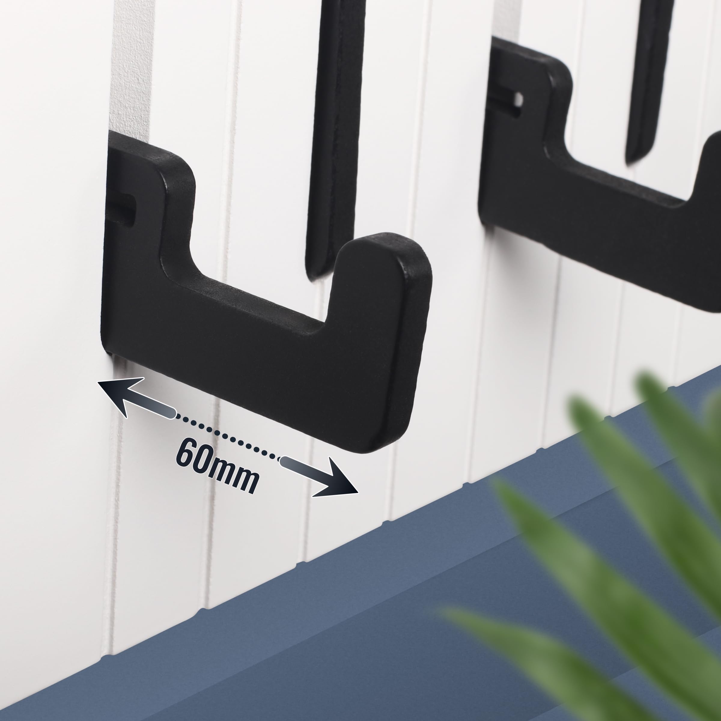 RICOO Premium Coat Hooks for Kids WM1886-L, Wall Mounted, - Black & White Wooden Design, 49x15x2cm - Image 4