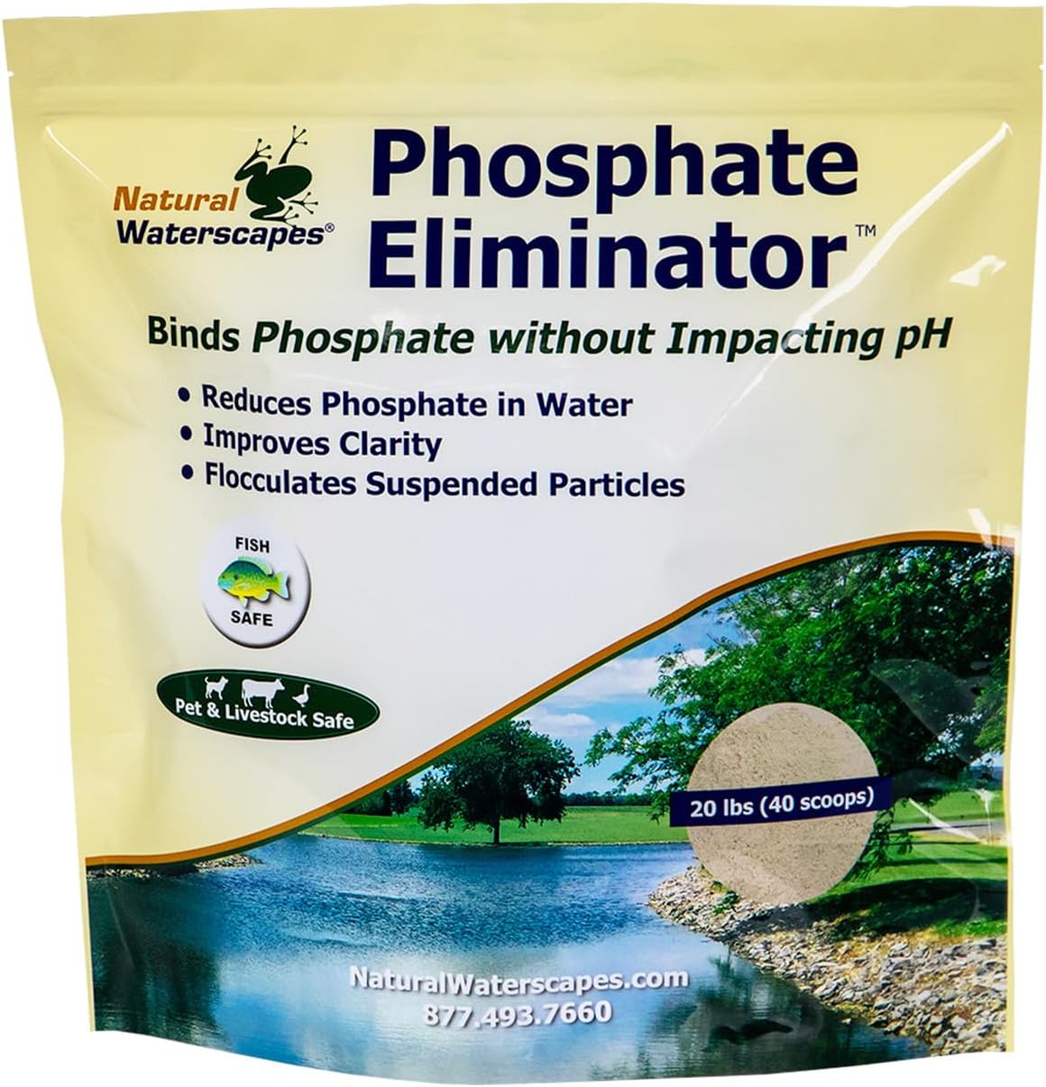 Phosphate Eliminator 20 lb (40 Scoops) | Pond Phosphate Remover, Water Clarifier, pH Buffer