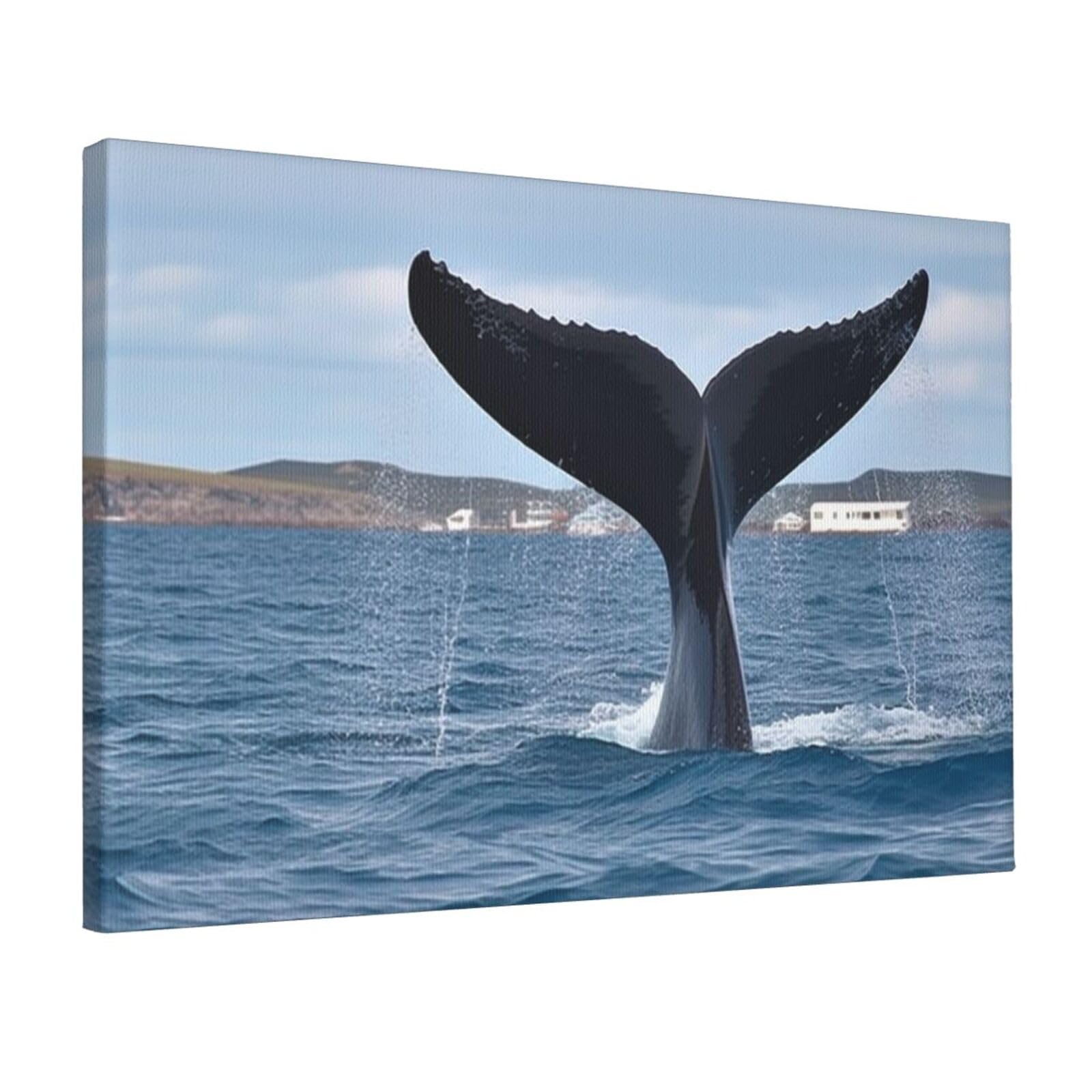 KLOPH Whale Tail Canvas Wall Art for Living Room 12"x18" Modern Artwork Painting for Bathroom Hanging Canvas Prints Aesthetic Wallart for Bedroom Kitchen Office Wall Decor