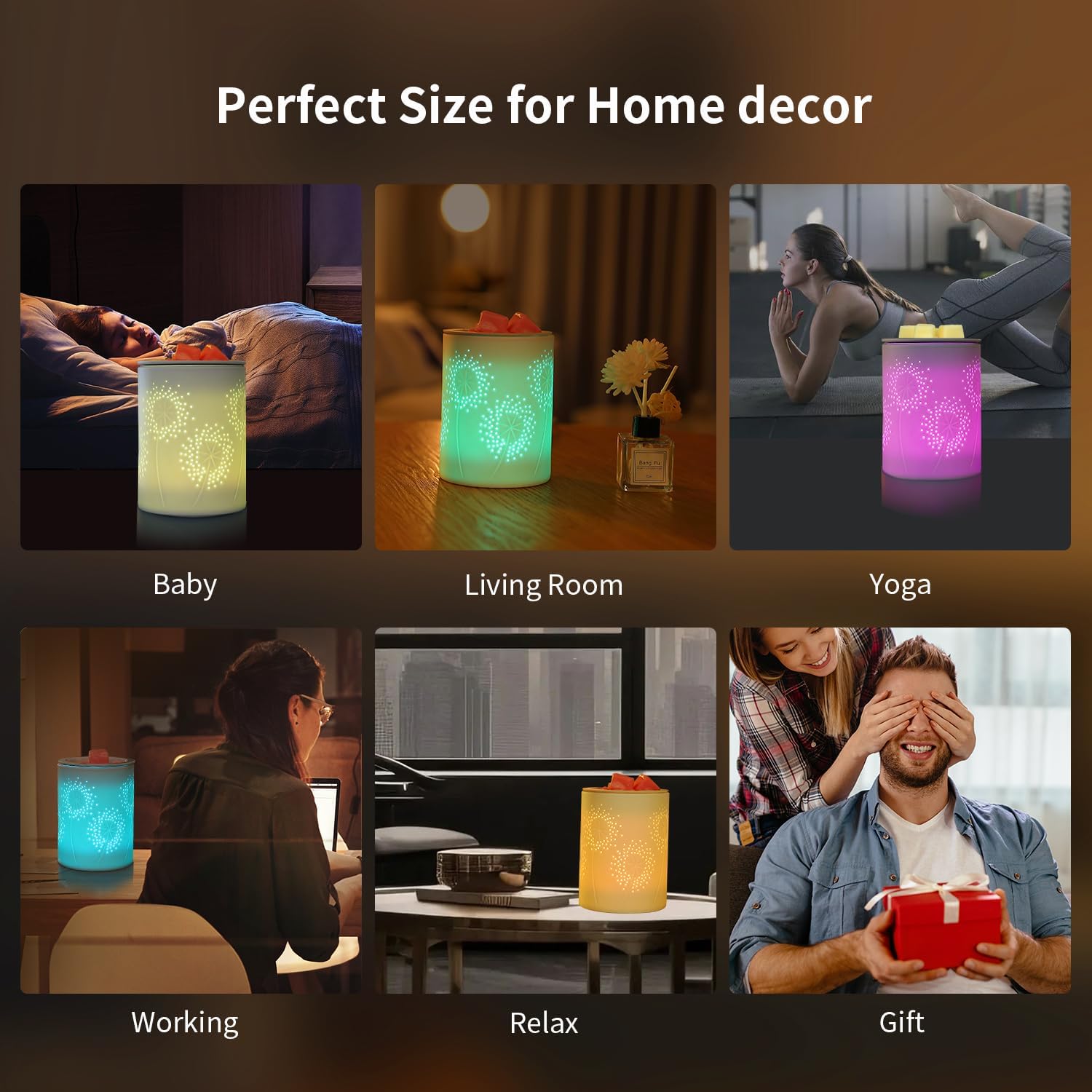 inrorans Wax Melt Warmer Ceramic Oil Burner with Timer Electric Candle Wax Melter with Led Coloful Changing Silicone Removeable Tray for Home Gifts-Dandelion