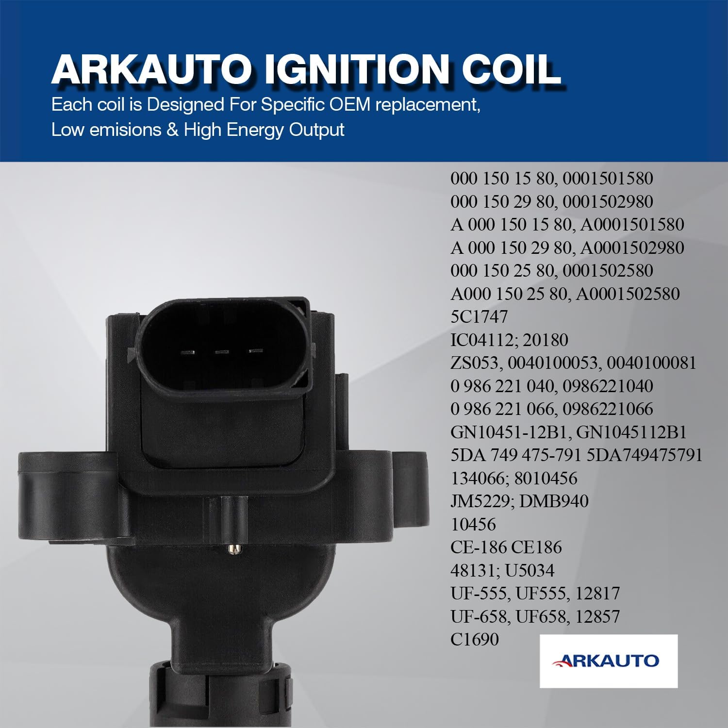 IGNITION COIL A0001501580 A0001502980 UF555 UF658 SET OF 4 COMPATIBLE WITH Benz C250 SLK250 C230 1.8T L4 M271 W203 W204 C203 A209 C209 S204 R171