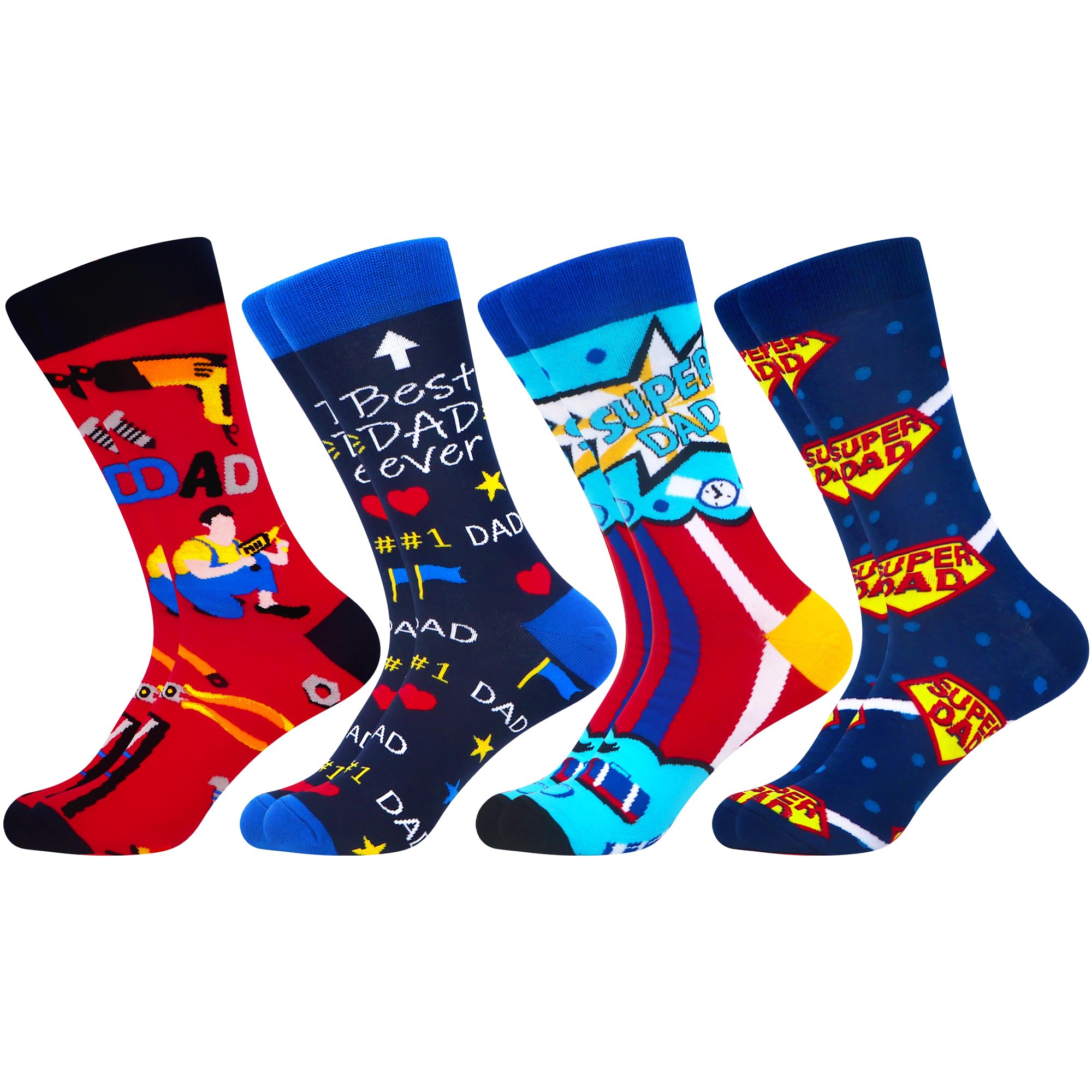 WeciBor Men's Funny Novelty Crew Socks, Cotton Casual Dress Socks Multi Pack with Fun Colorful Patterns, Size 7-15