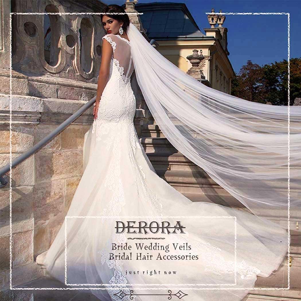 Cathedral Wedding Veils Long Bride Veil with Comb 1 Tier 118’’ White Tulle Veils Bridal Veil for Women