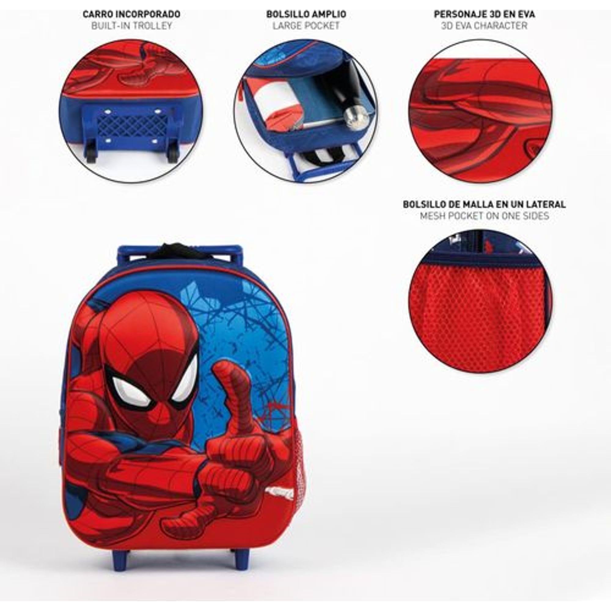Zaino Da Spiaggia Anti-sabbia Safta SPIDERMAN Per Bambini - Leggero E Capiente, 32x12x38 Cm, Rosso/Blu