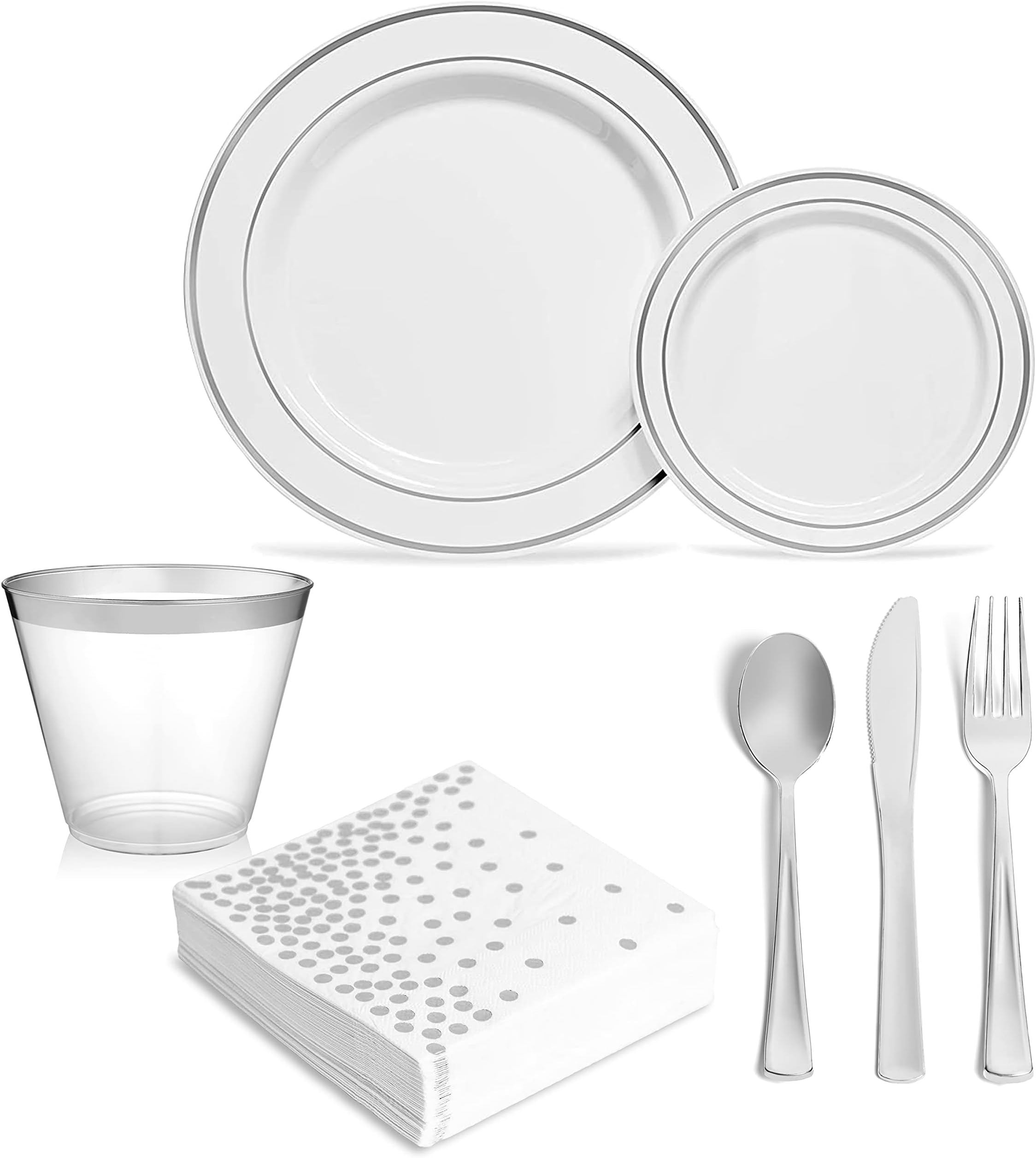 Silver Rim Dinnerware Set