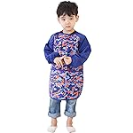 Plie Kids Painting Apron - Waterproof Long Sleeve Art Smock for Toddlers & Preschoolers, Messy Play, Baking, Crafts, Cooking, Sensory Activities (Ages 1-10), Blue Camo (35-L)
