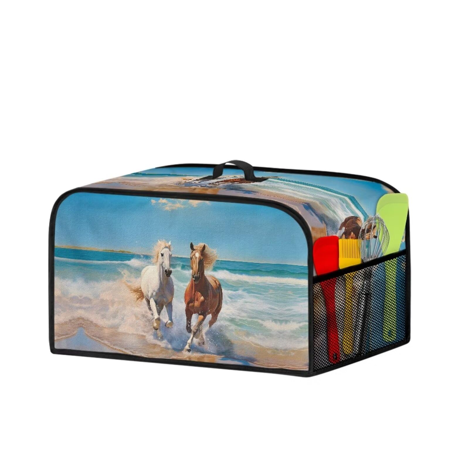 Hechitok Horse Slow Cooker Cover with Pocket Anti Dust Slow Cooker Covers Compatible with Most Kitchen Appliances Anti-fingerprint Dustproof Appliance Cover Universal Fit