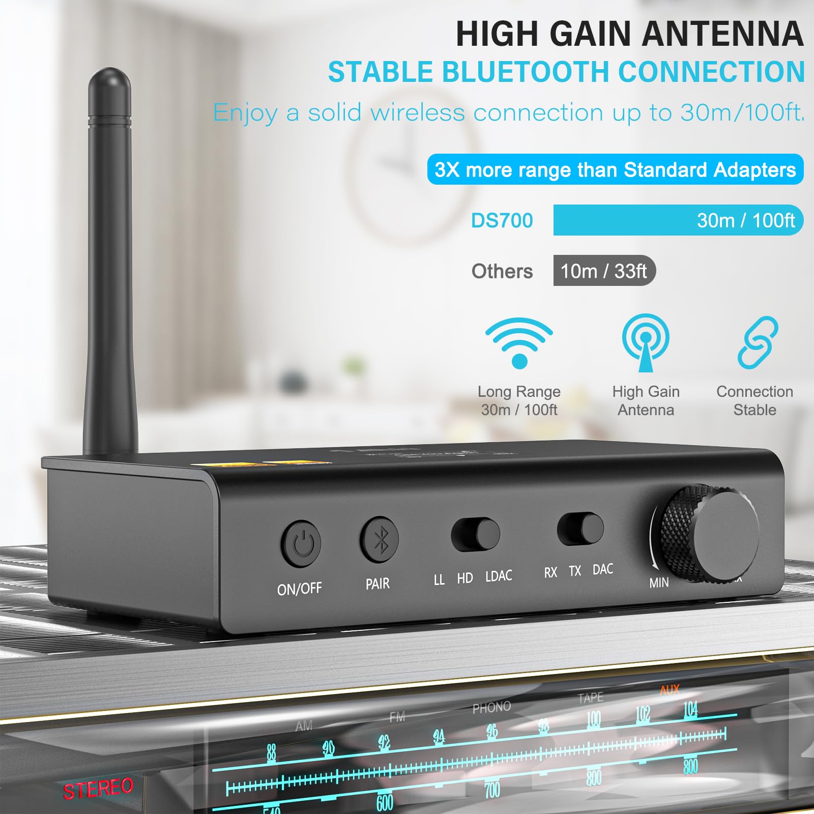 1Mii HiFi Bluetooth トランスミッター レシーバー　DS700 1Mii HiFi Bluetooth 5.0 Music Transmitter Receiver 2-in-1, Long