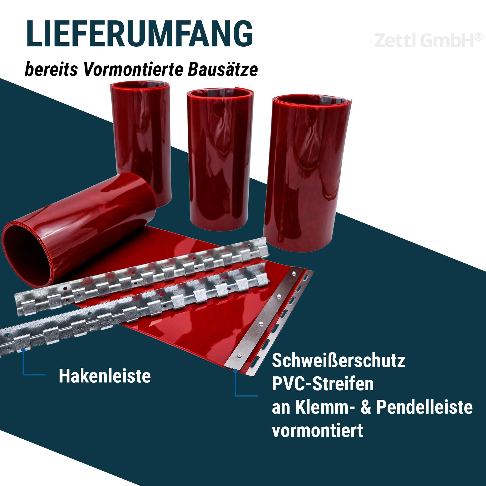 Zettl GmbH rideau lanières PVC soudage, ISO 25980, HxL: 4,00x2,25m