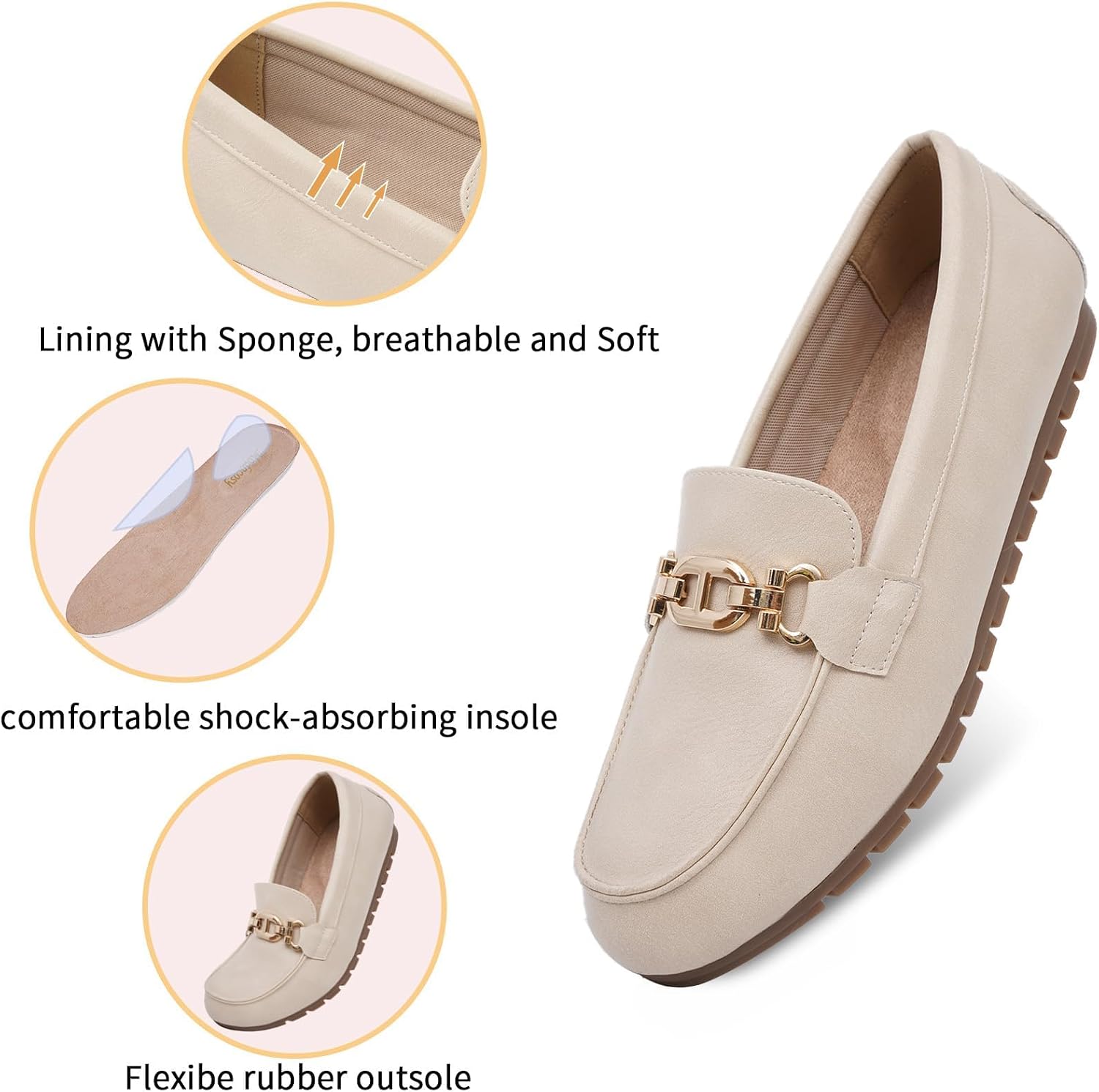 Loafers for Women, Comfortable Penny Slip-On Work Walking Flats